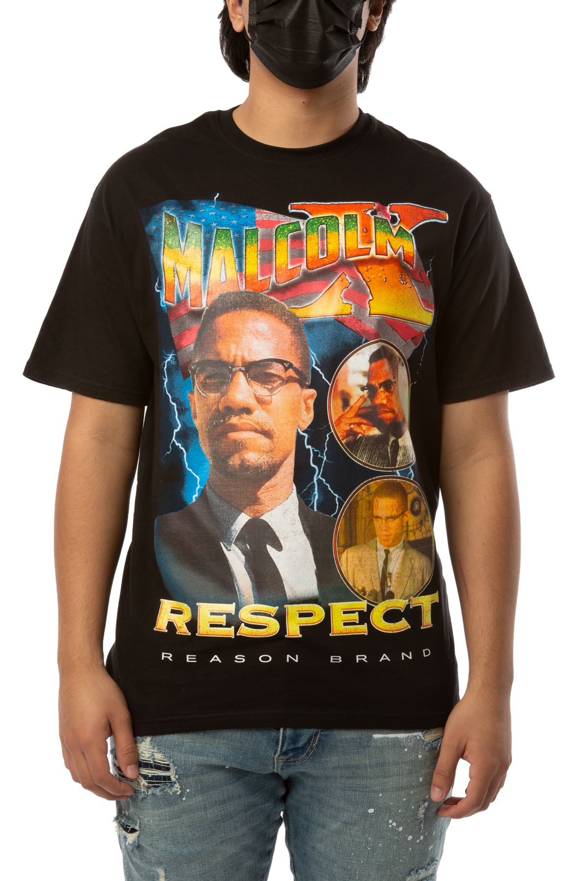 REASON Malcolm X Respect Graphic Tee J-10BLK - Shiekh