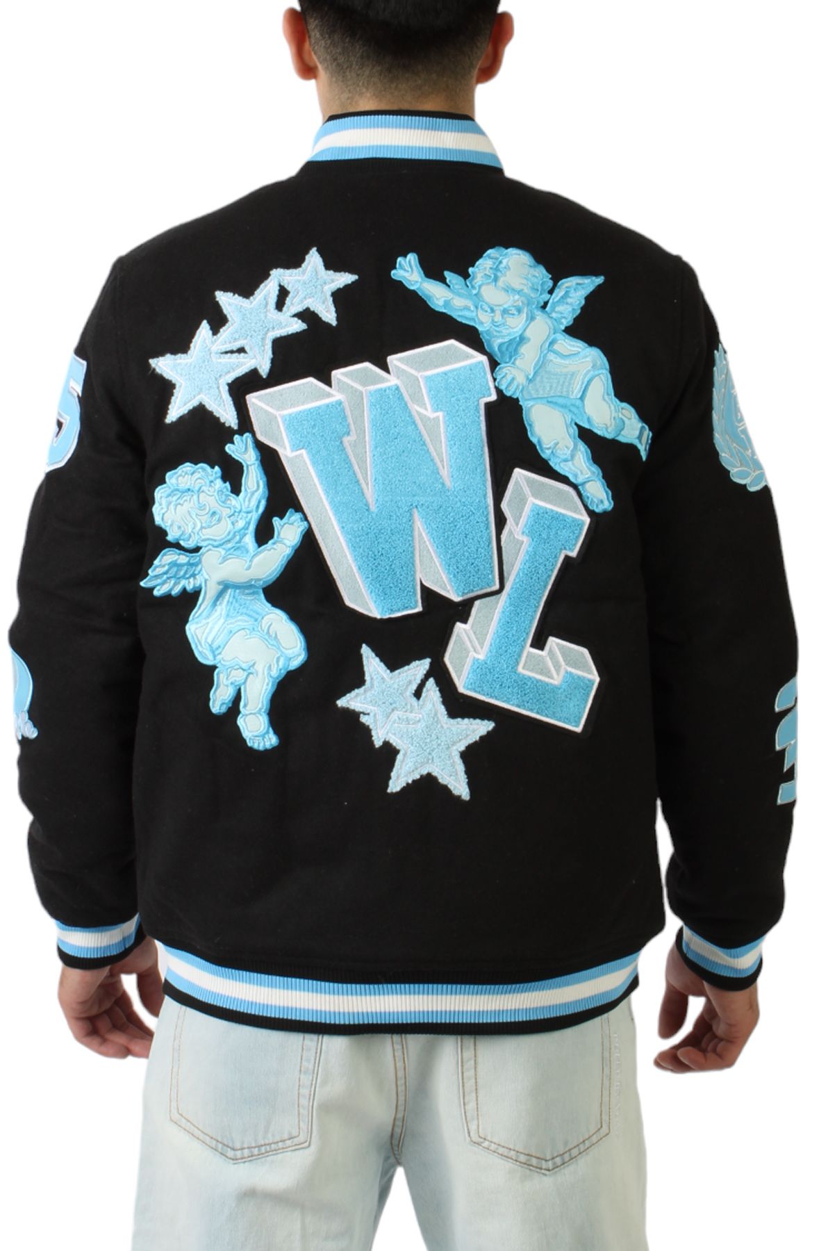 REBEL MINDS Cherub Rock Varsity Jacket 932-511BLACK - Shiekh