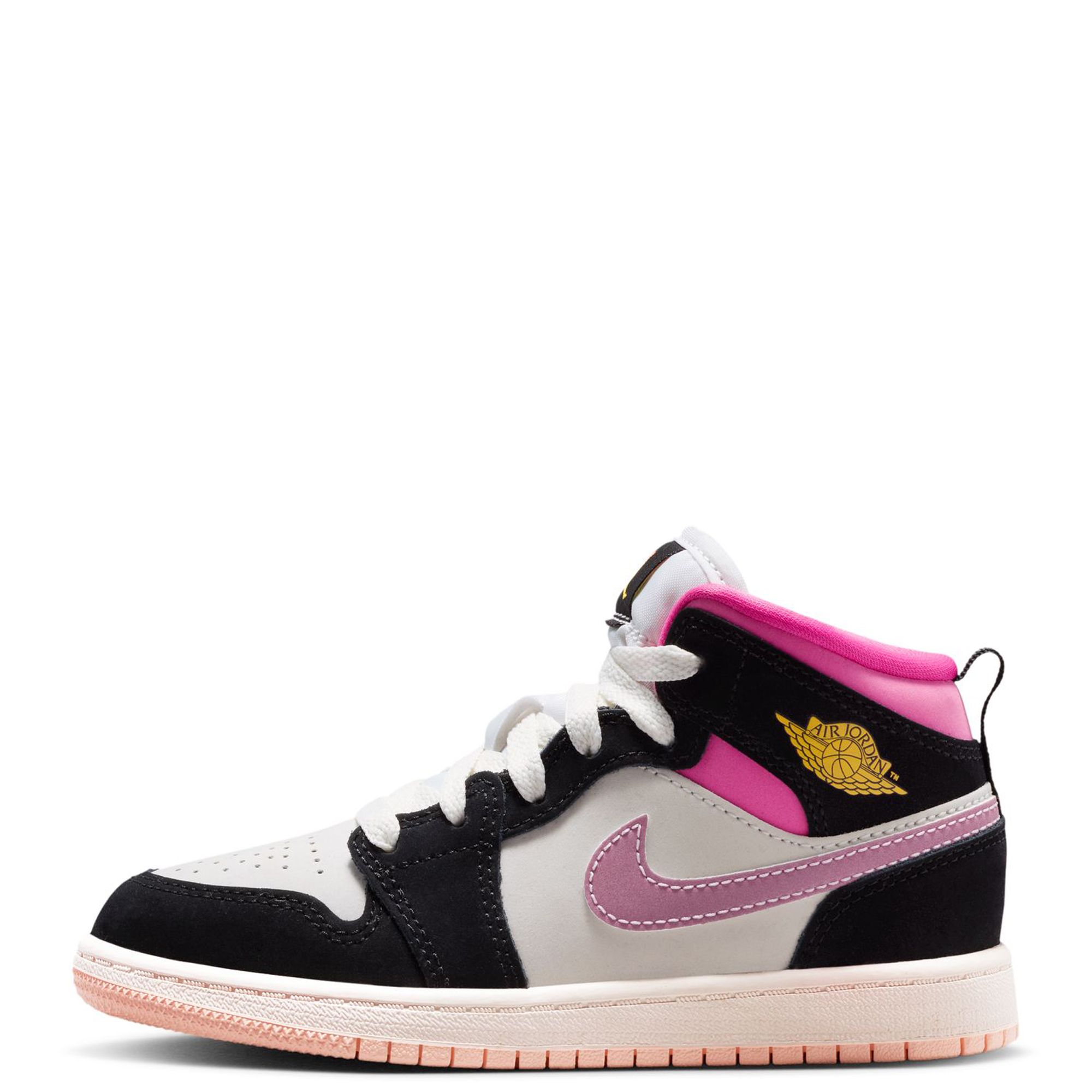 Jordan Girls AJ 1 Mid SE - Shoes Black/Gold/Pink Size 11.0