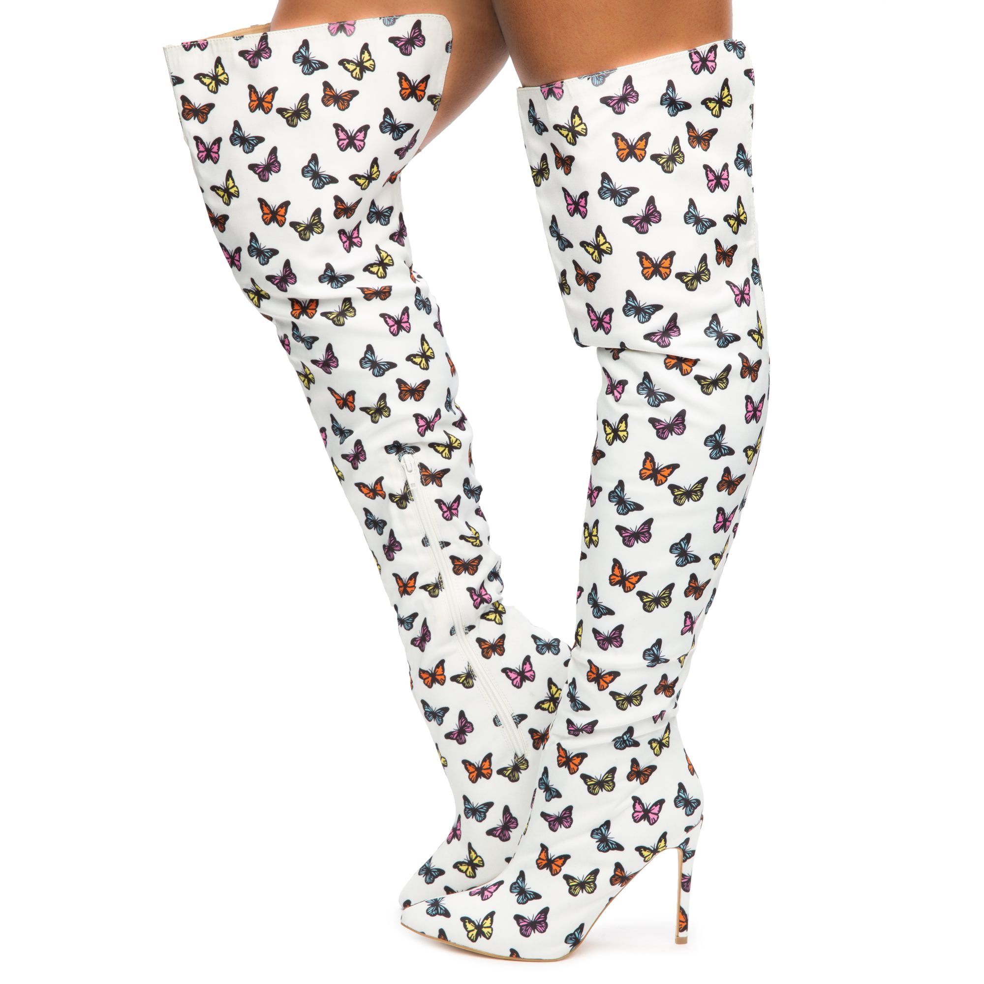 white butterfly boots