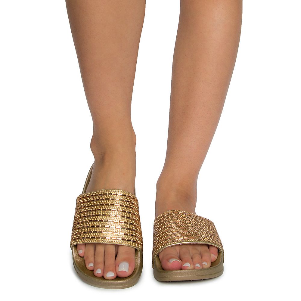 gold sequin slides