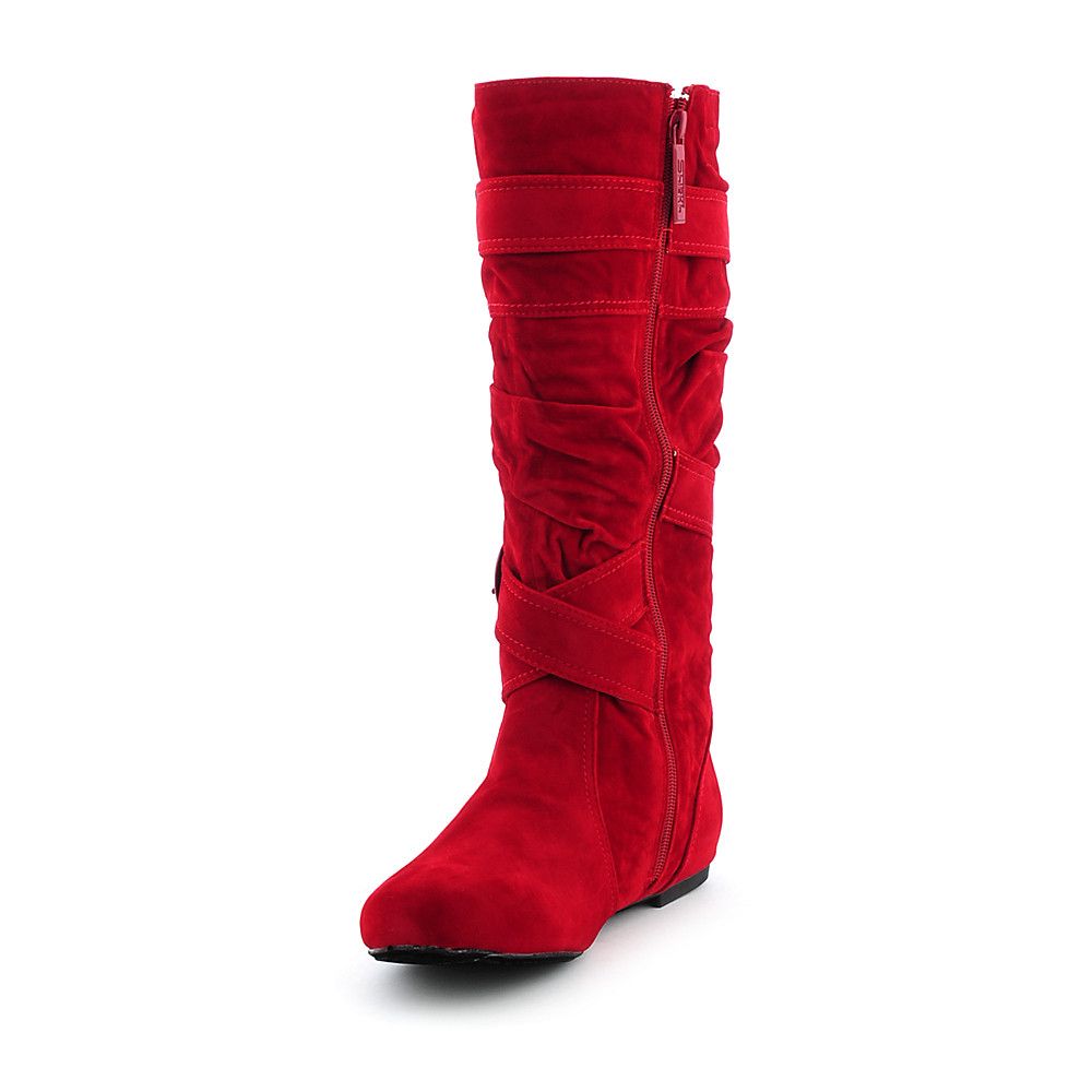 Women's Mid-Calf Flat Boot Sally-4-S Red