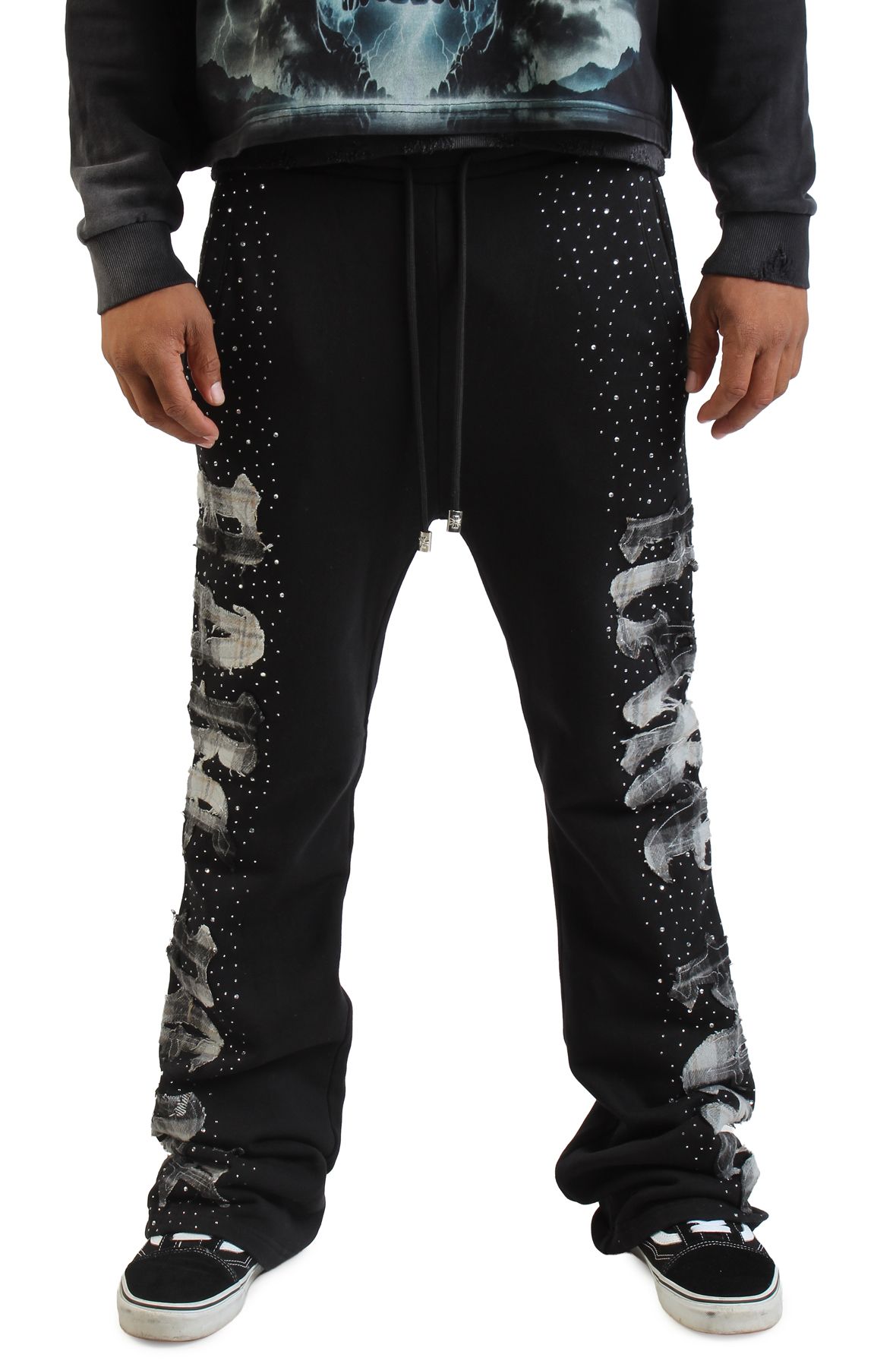 RARE PEACE Studded Flared Pants RP5047-BLK - Shiekh