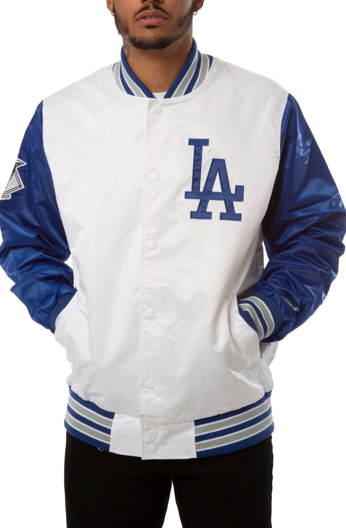 Blue and White Mash Up Los Angeles Dodgers Varsity Jacket - Jackets Expert