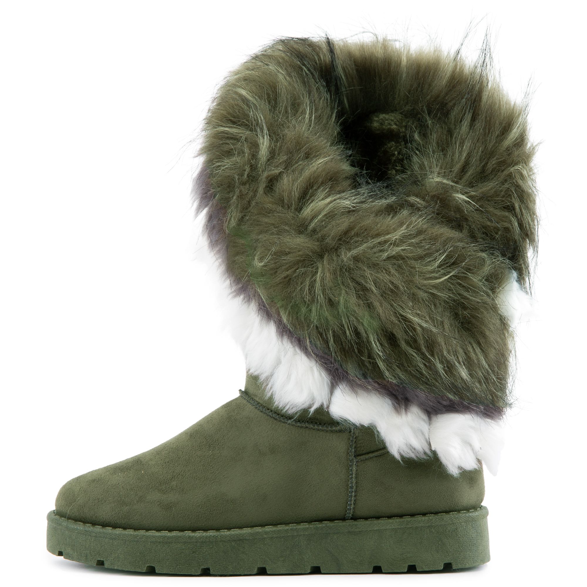 olive green fur boots