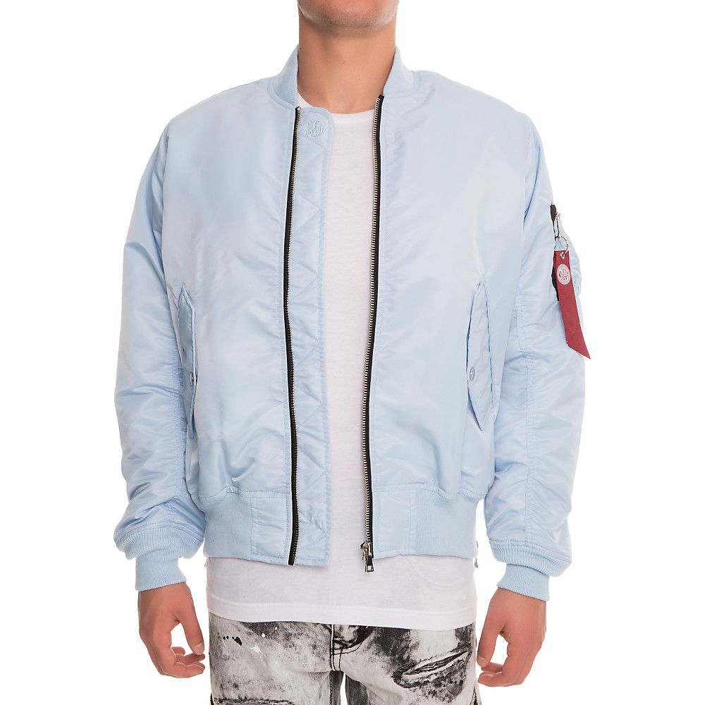 sky blue bomber jacket
