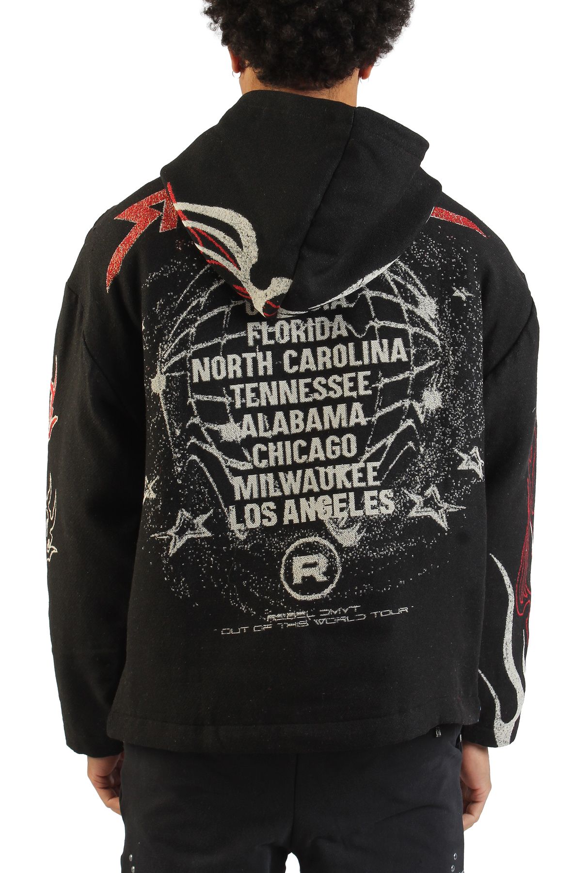 REBEL MINDS Mad Dog Rhinestone Tapestry Hoodie 152-339BLK - Shiekh