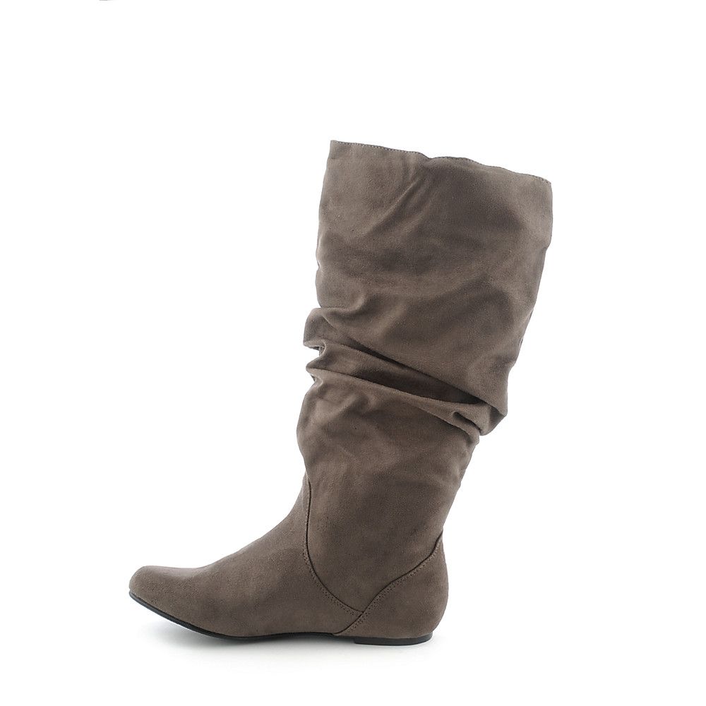 suede mid calf boots flat