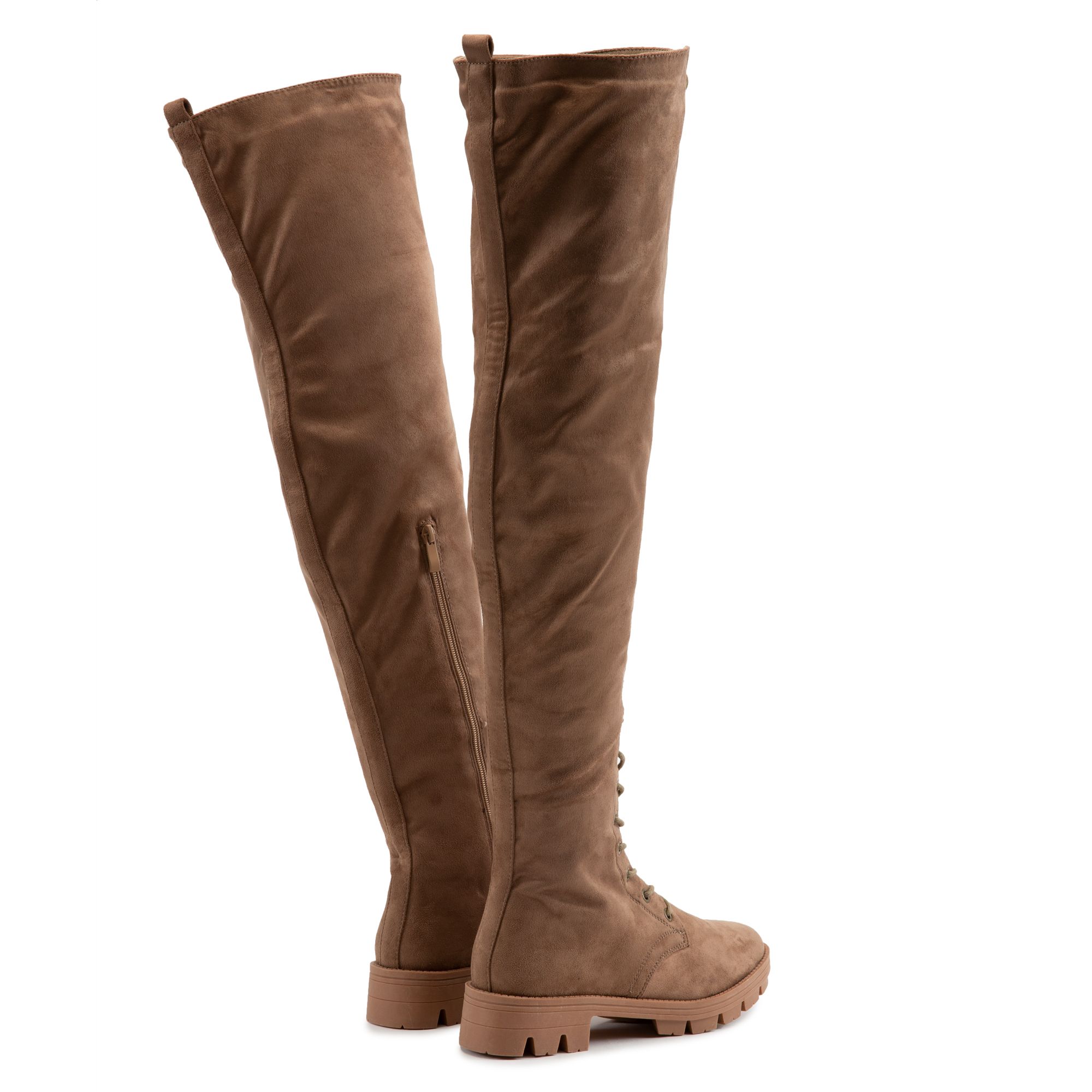 women taupe over the knee boots