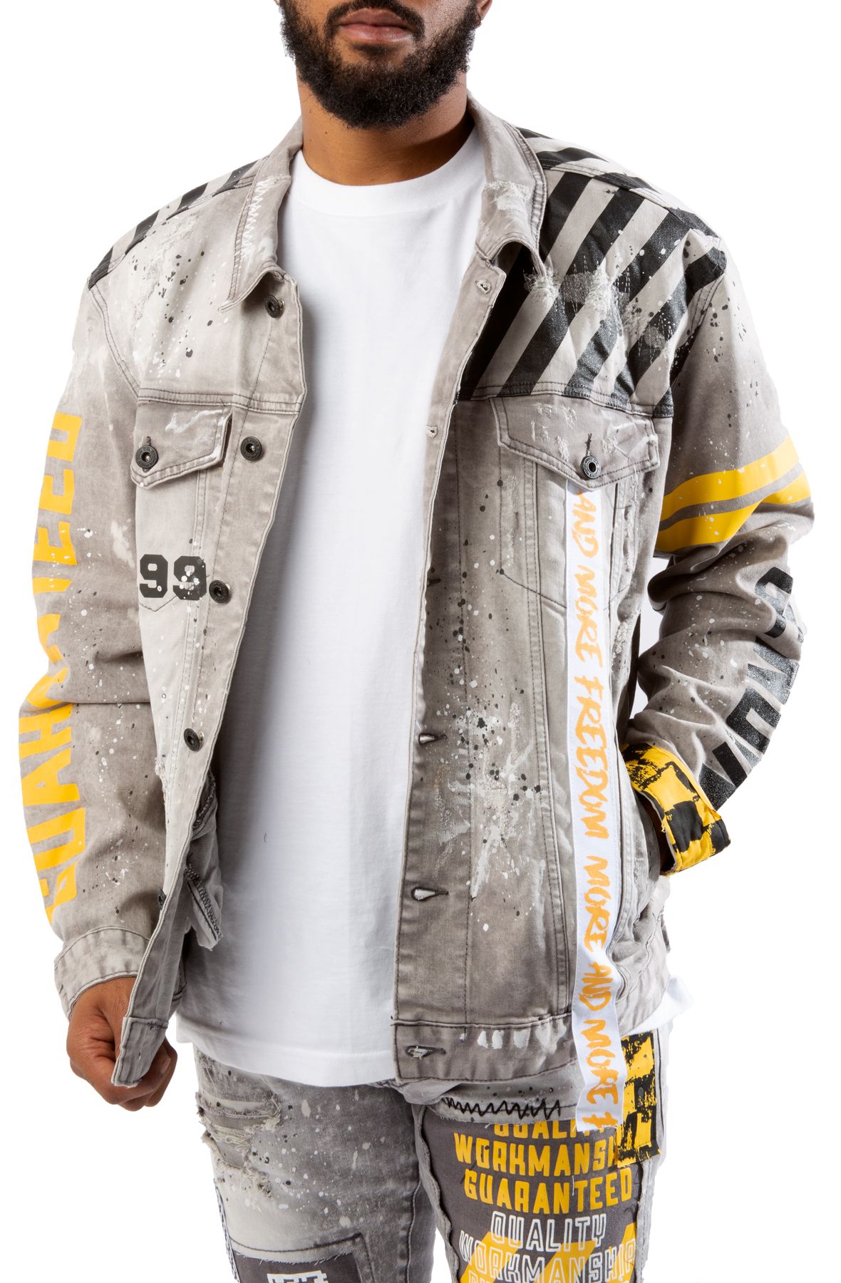 SMOKE RISE Caveat Denim Jacket JJ21503-FRGRY - Shiekh