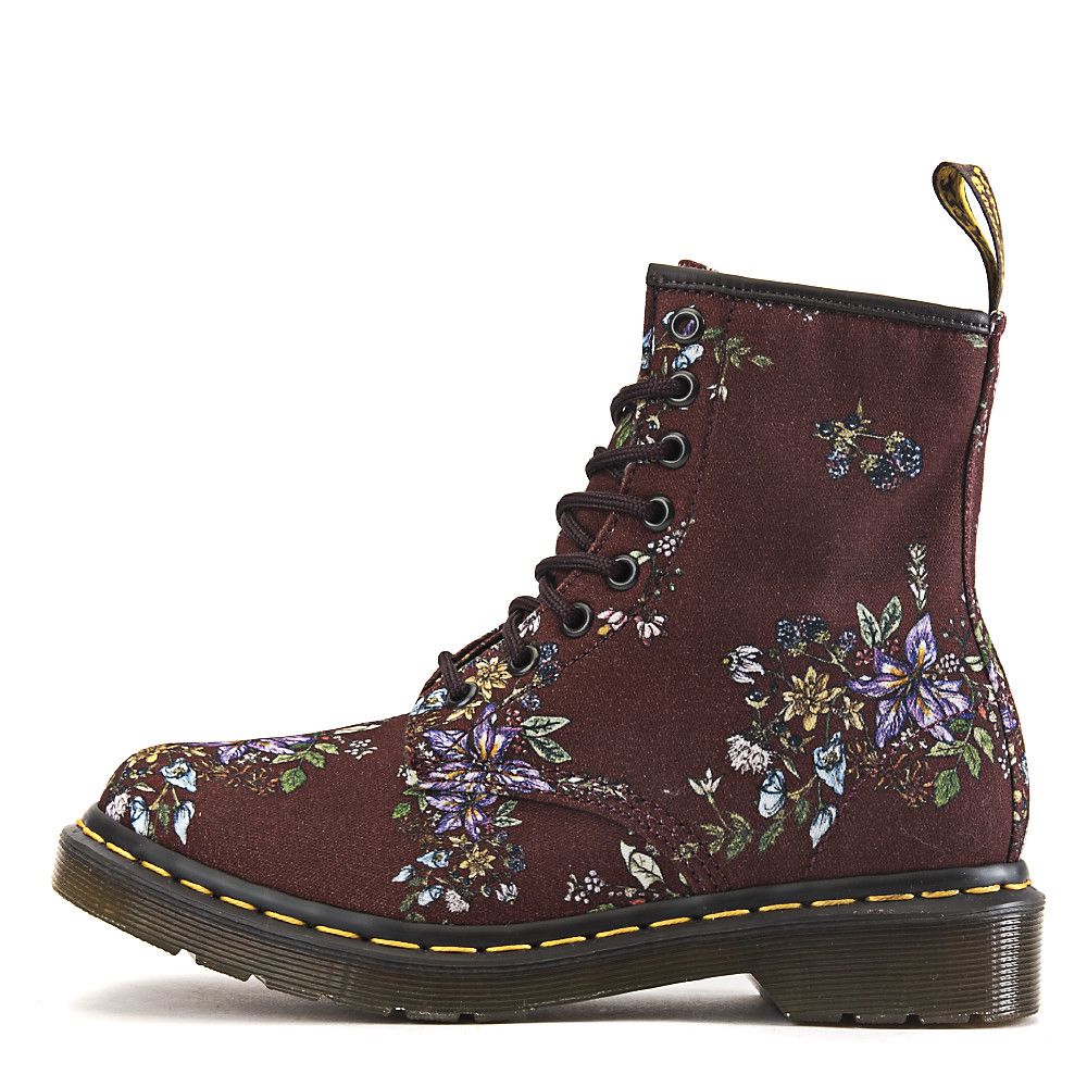 Women's Castel Floral Combat Boot Burgundy Shiekh Shoes