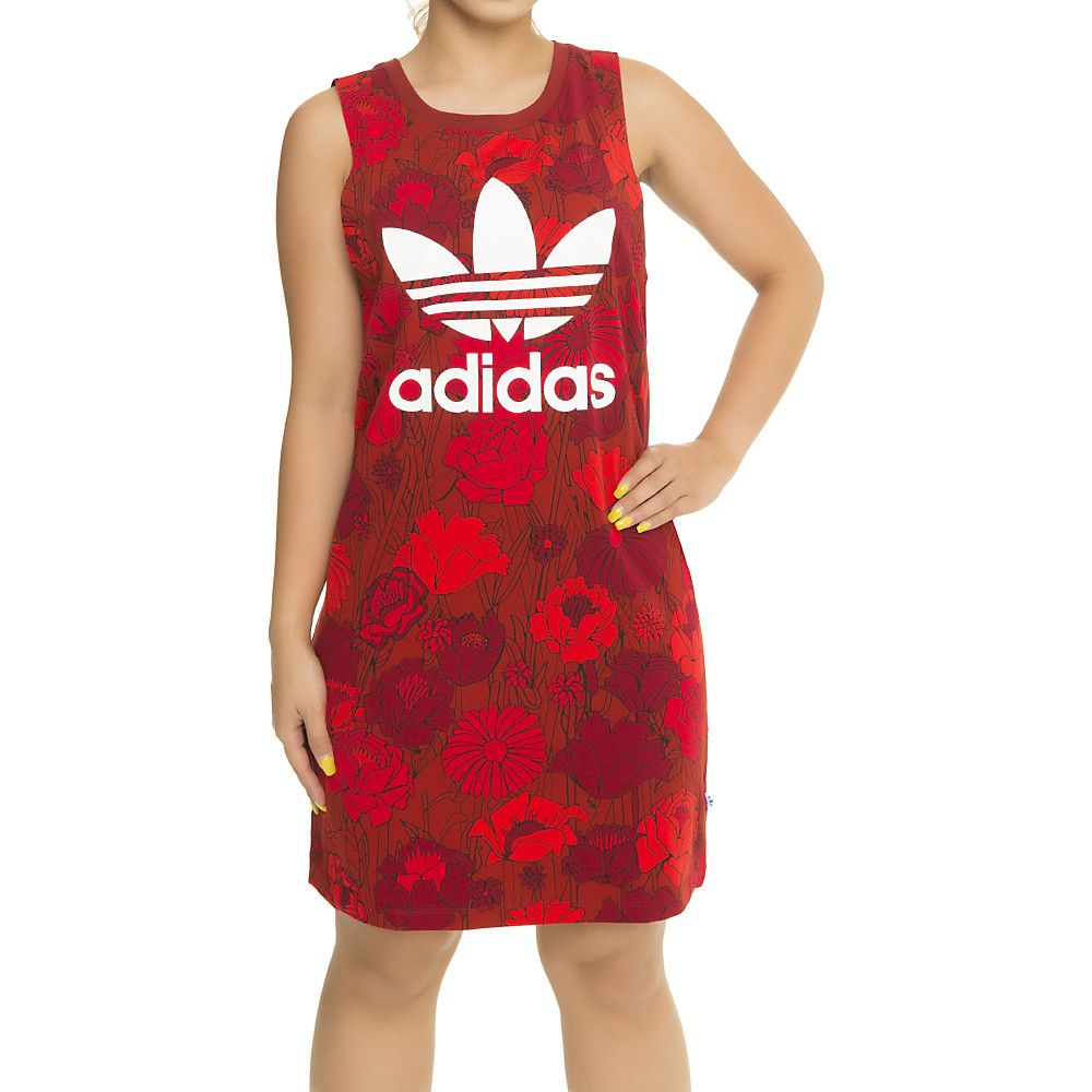 adidas red floral dress