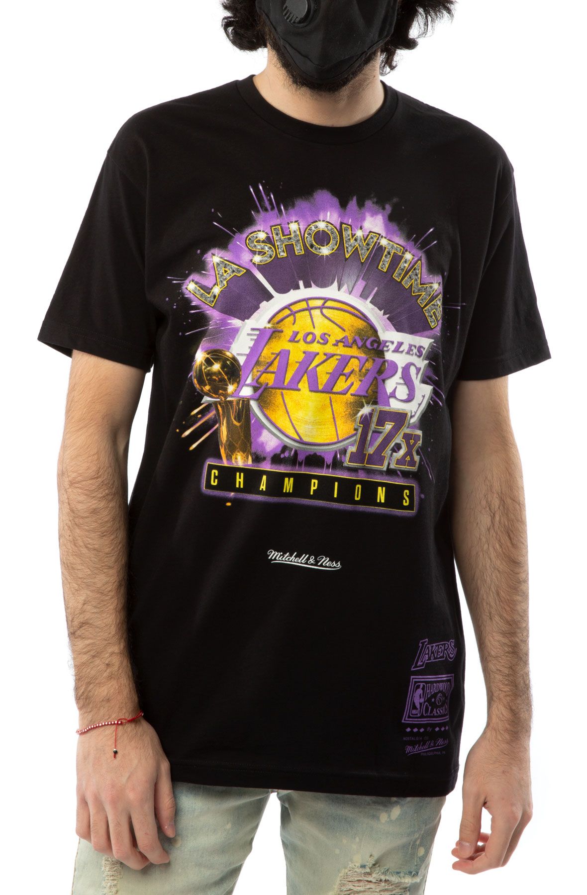 Men's Mitchell & Ness Black Los Angeles Lakers Showtime 17X T-Shirt Size: Small