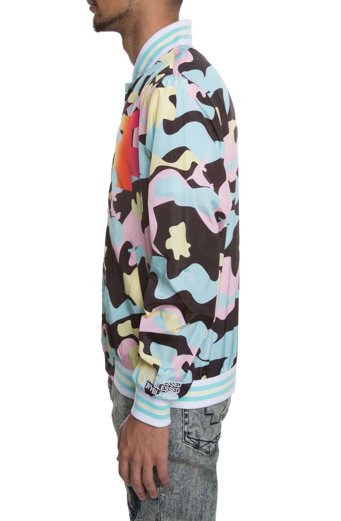 PINK DOLPHIN The Camo Varsity Jacket in OH11705GFJCA2 Shiekh