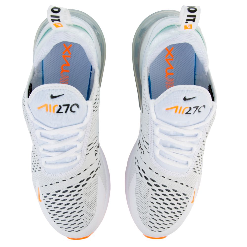 Mens Nike Air Max 270 Just Do It White Black Total Orange AH8050-106 - White - US 8