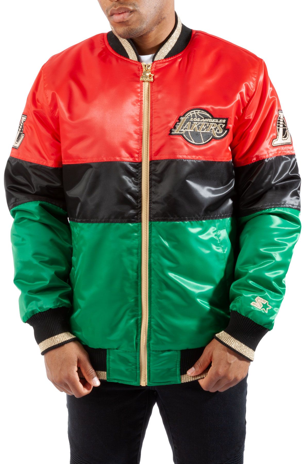 LAKERS オフィシャル　グリーン　ボンバー　ジャケット STARTER Los Angeles Lakers Black History Month Jacket LS230501-LLK
