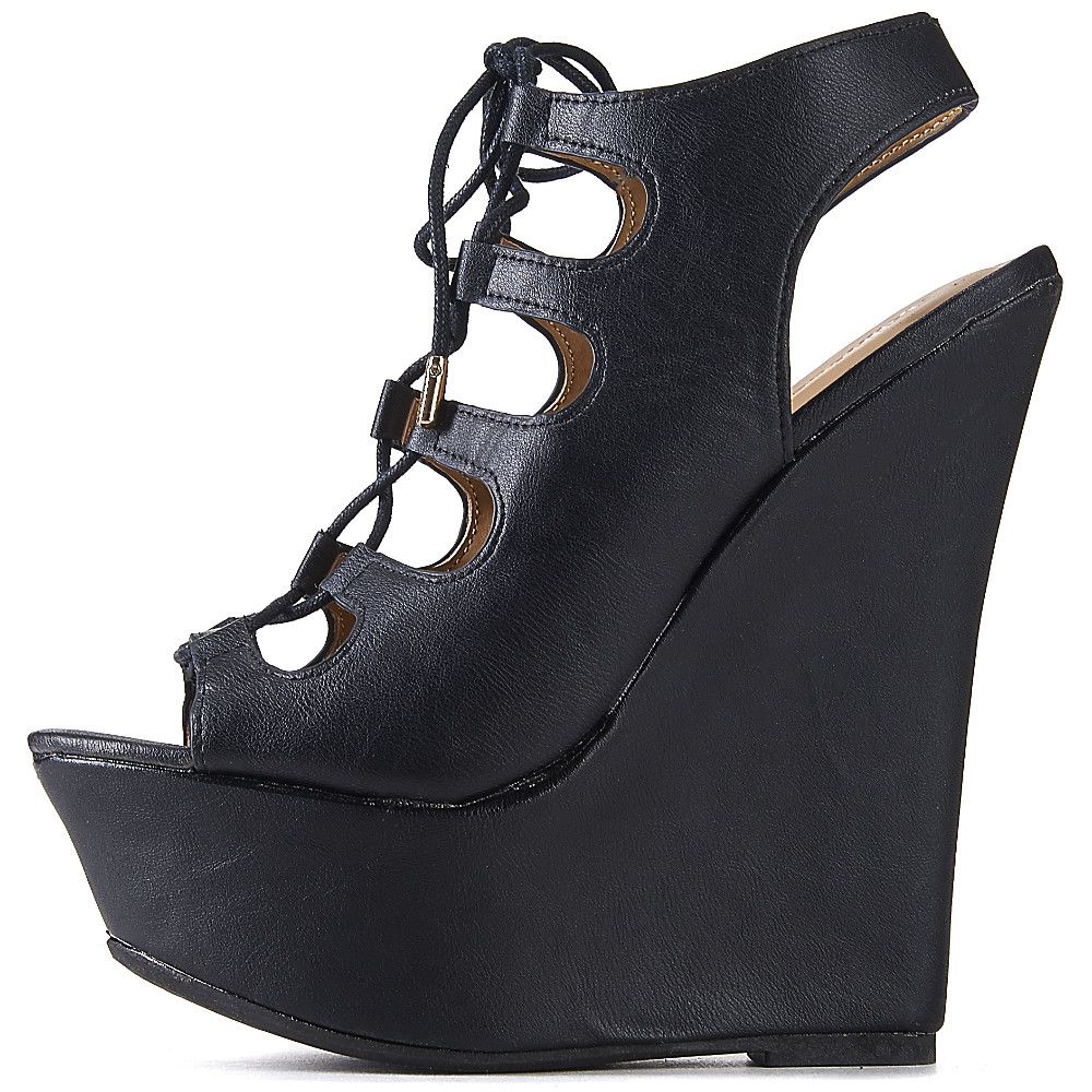 DOLLHOUSE Women's Believe Wedge Shoe JPM BELIEVE/BLKPU Shiekh