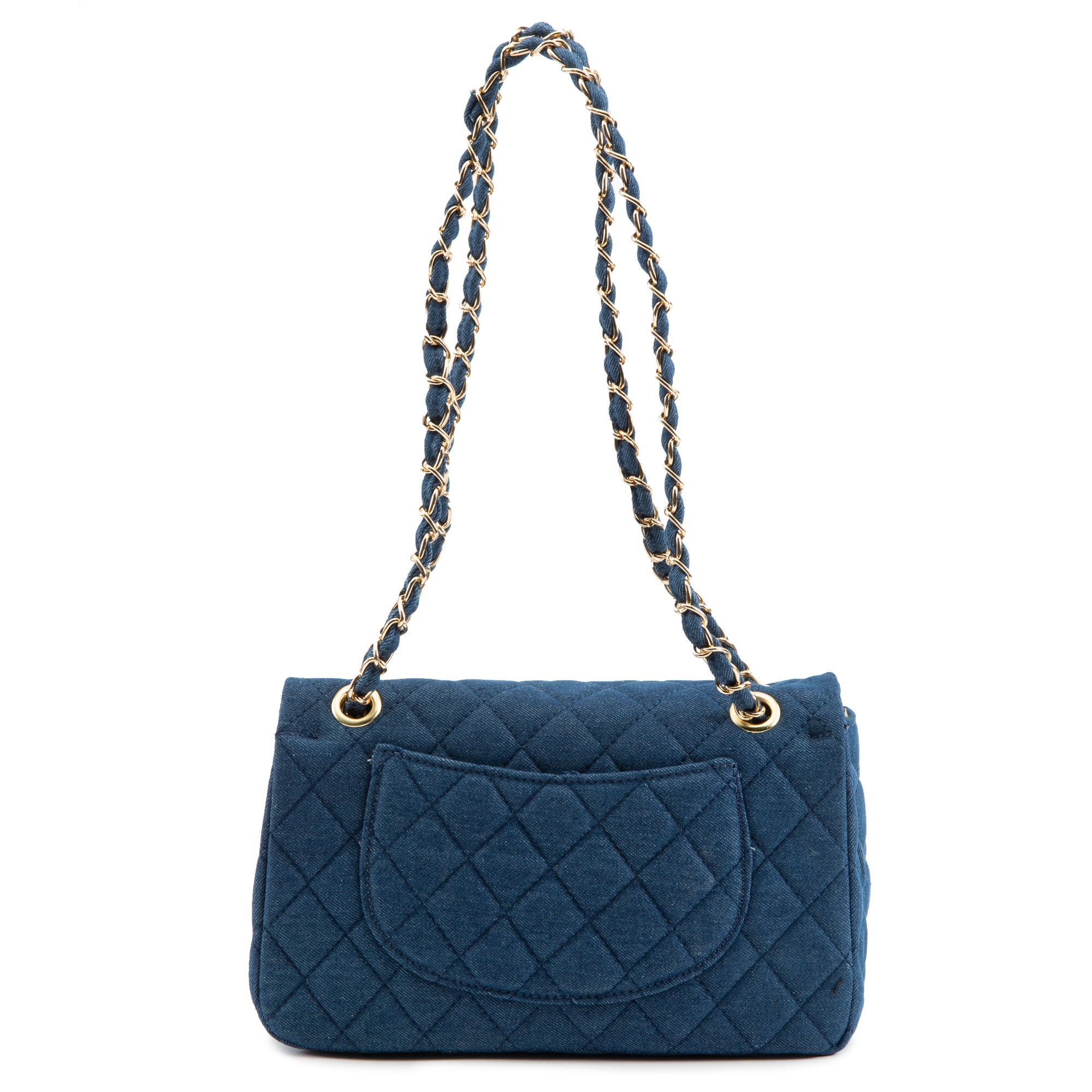 quilted denim shoulder bag