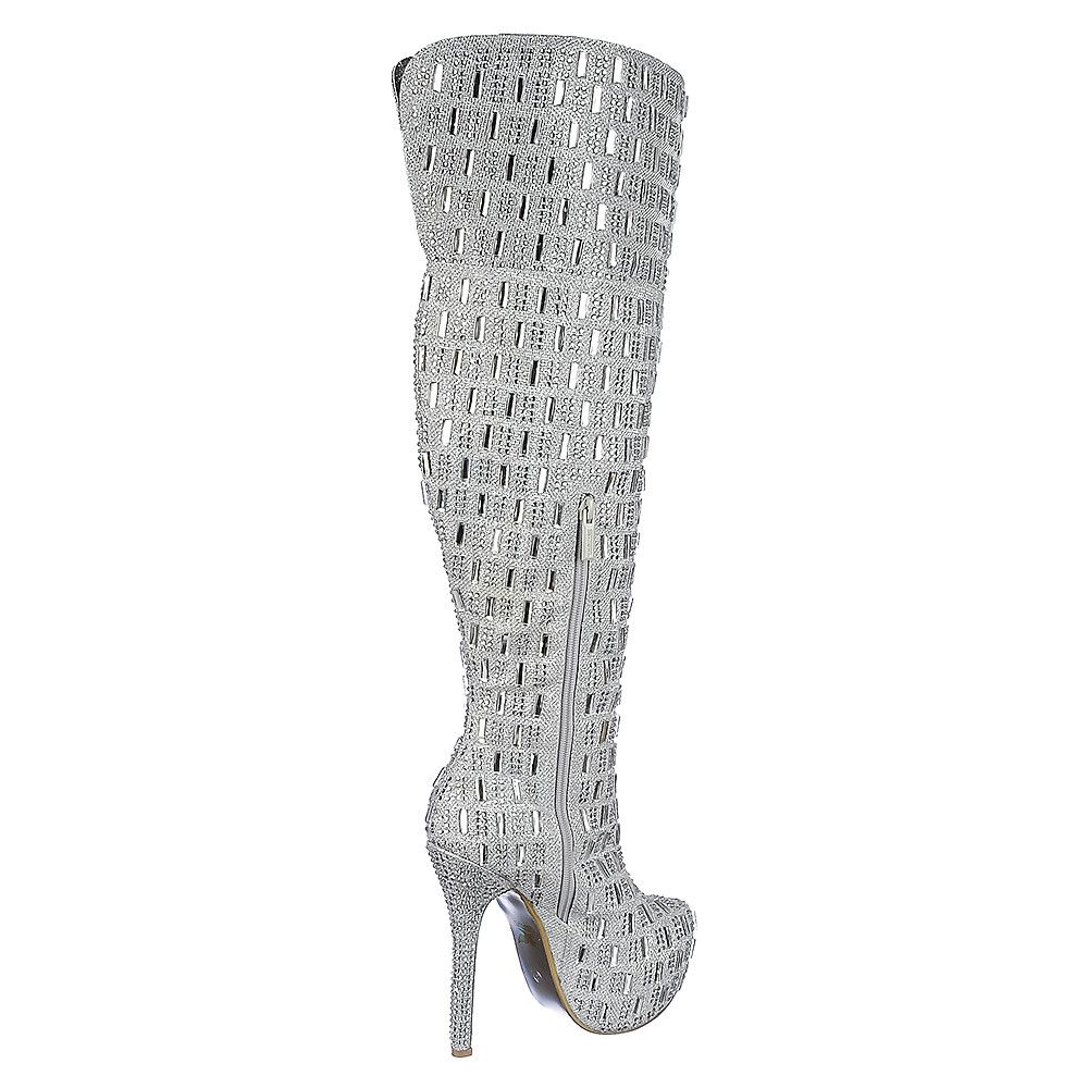 silver platform boots womens