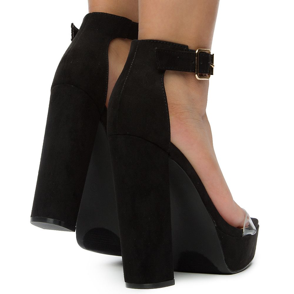 LILIANA Yuko-40 Platform Heels YUKO-40-SU/BLACK - Shiekh