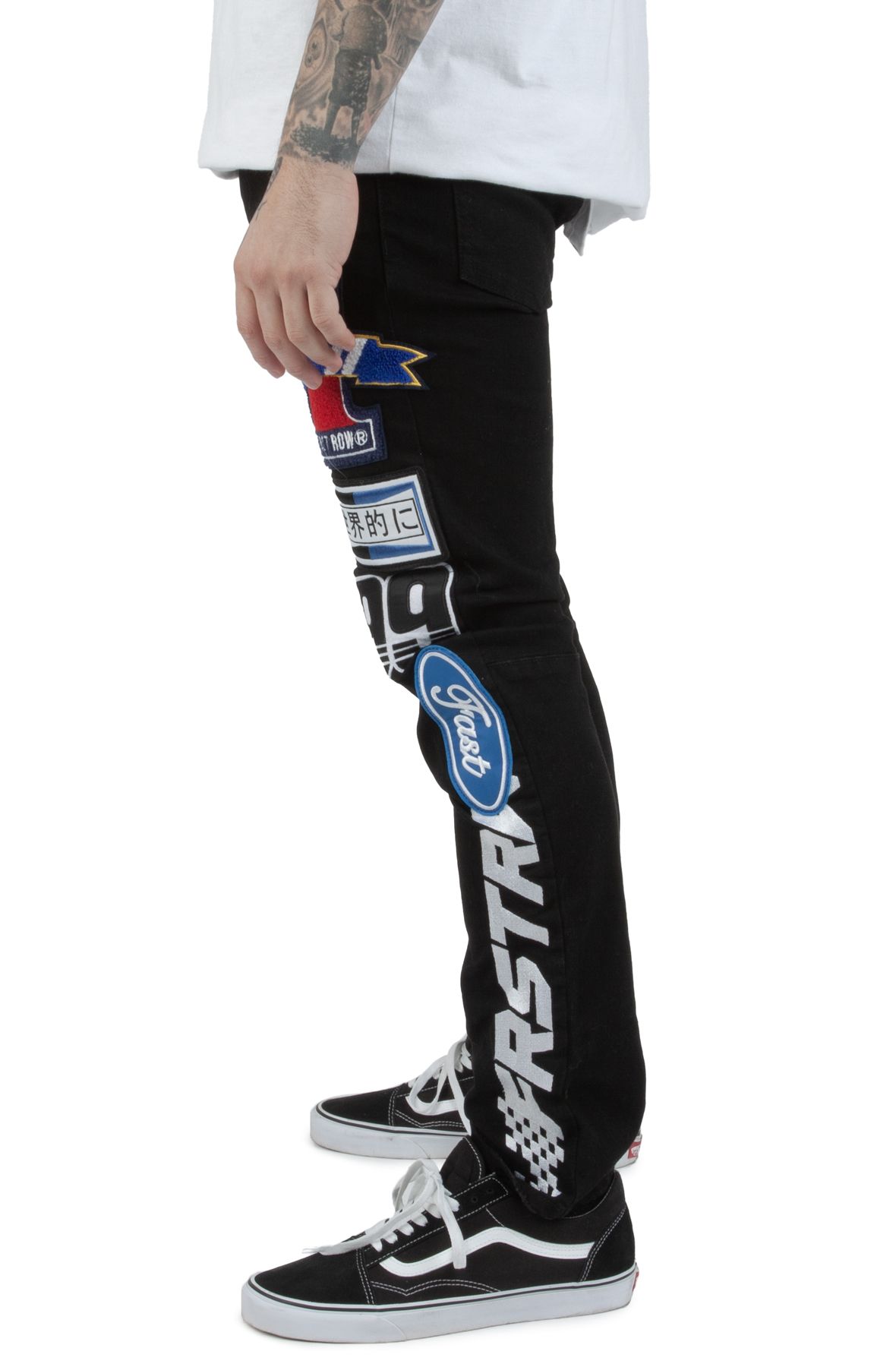FIRST ROW Racing Decal Jeans FRD2227-BLK - Shiekh