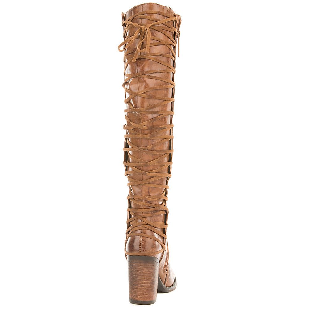 Shiekh Olivia 2 Laced Knee High Boot Olivia 02 Brown Shiekh