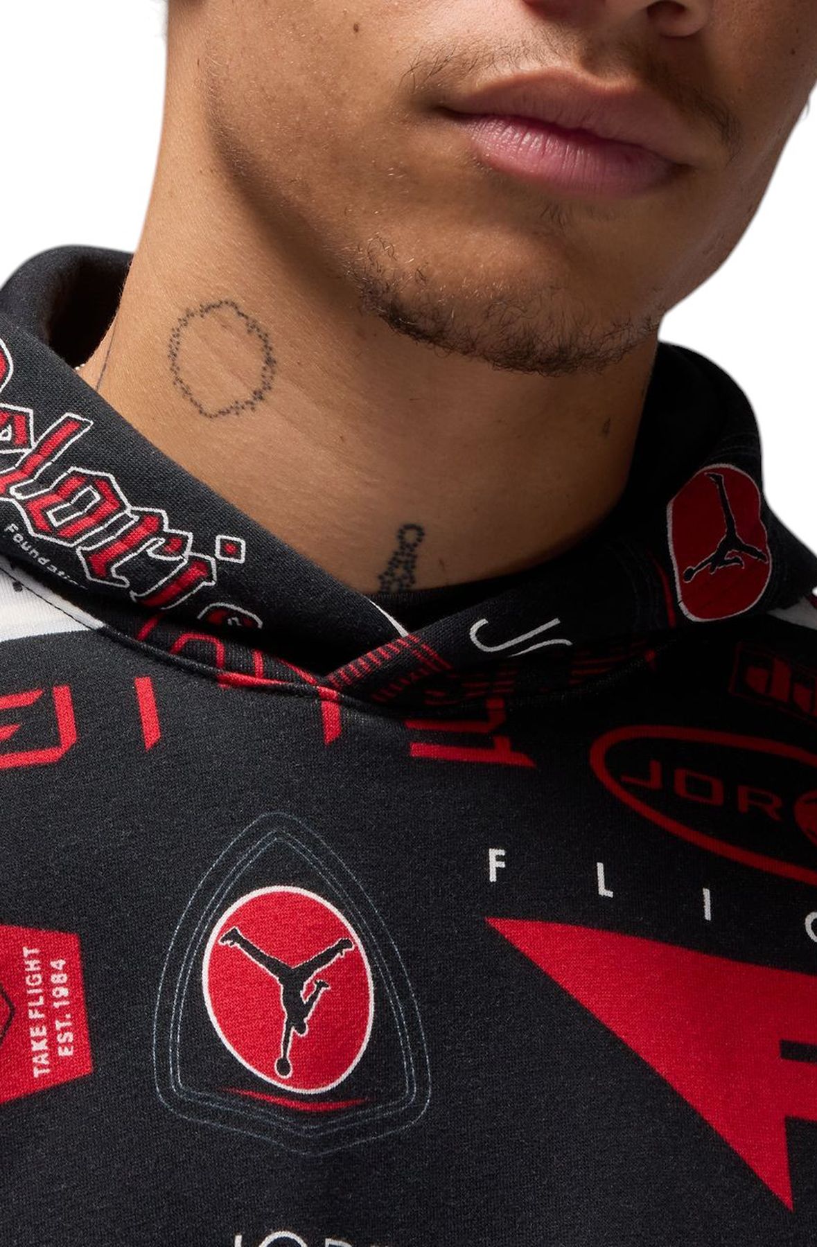JORDAN Essentials Printed Fleece Pullover Hoodie HM7254 010 - Shiekh