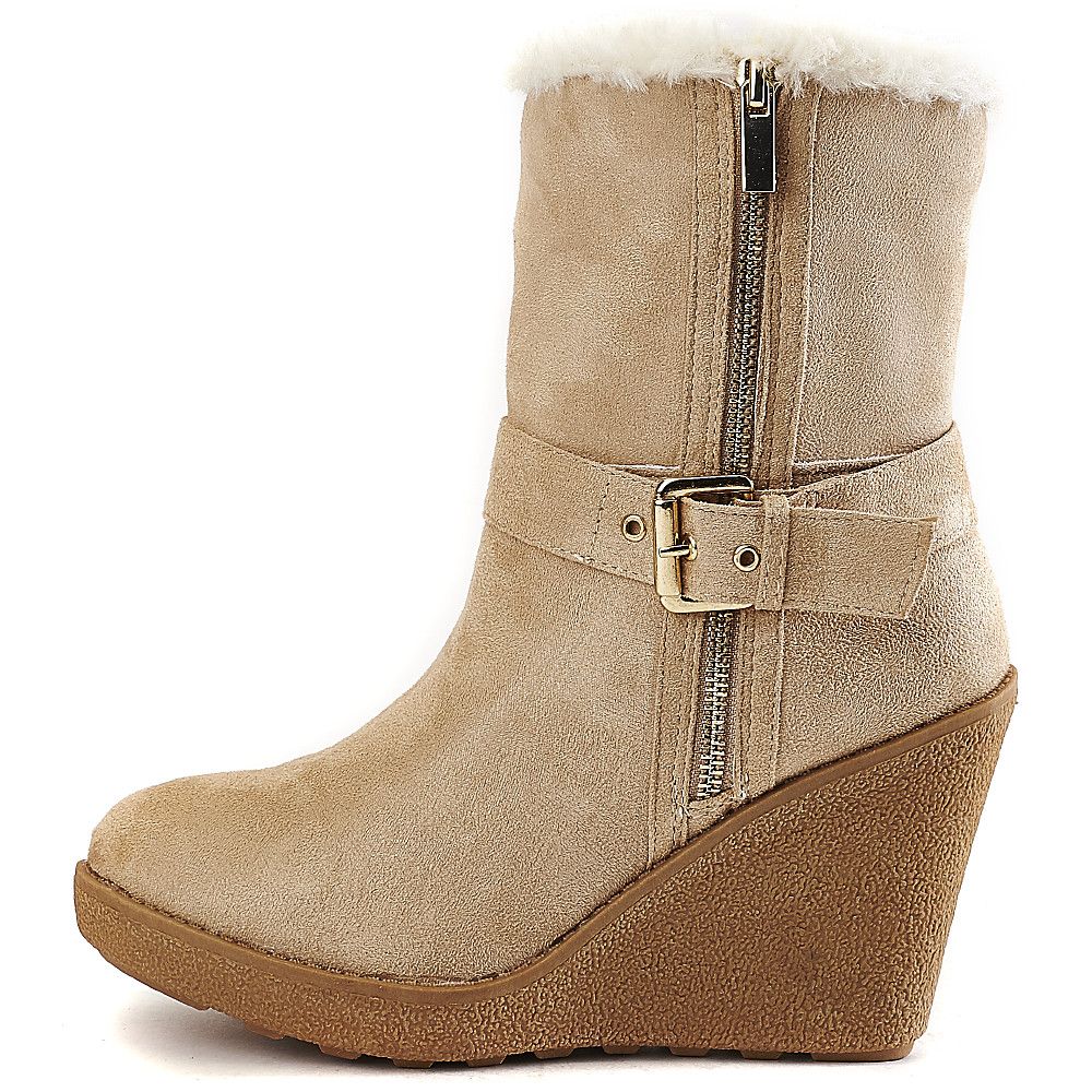 WILD DIVA Women's Selina-35 Wedge Ankle Boot SELINA-35/NATURAL - Shiekh