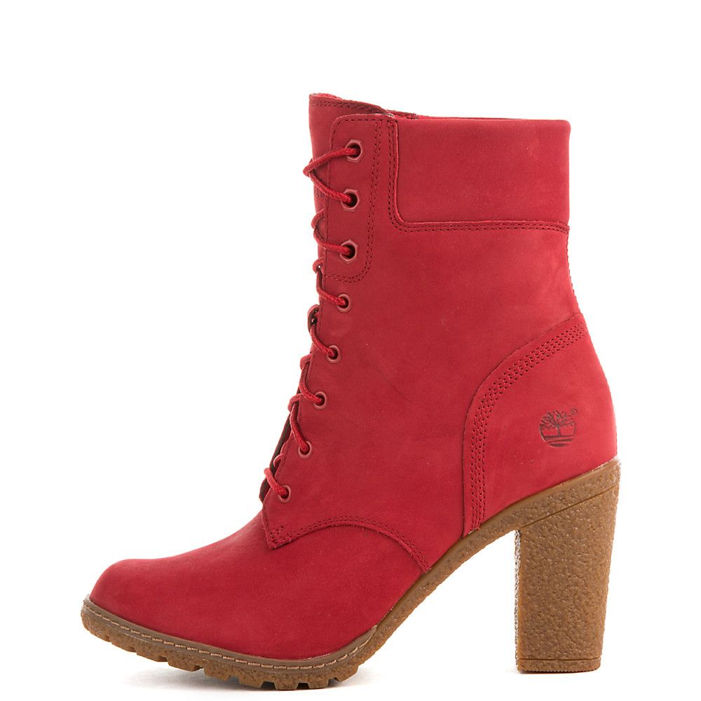 red timberland heels