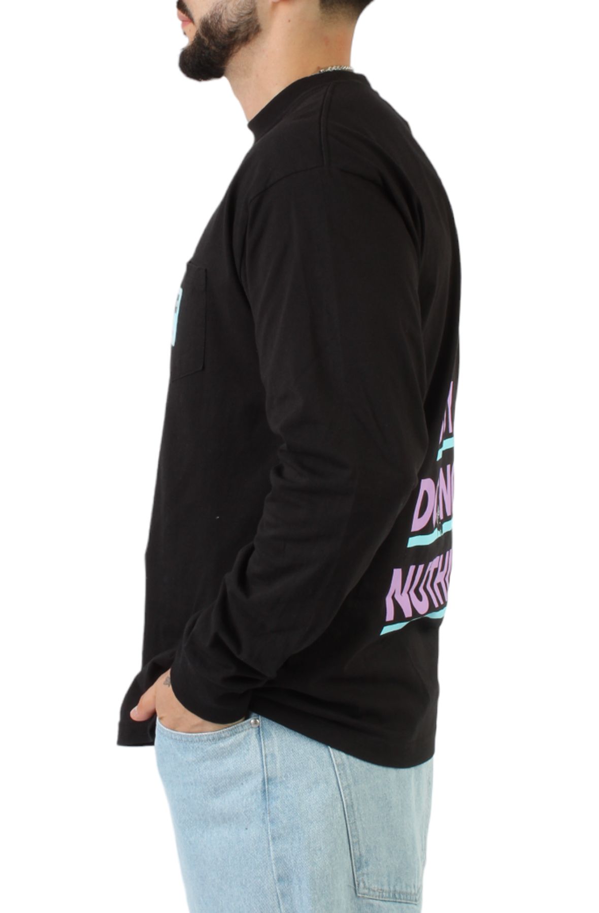 HUF Busy Pocket Long Sleeve T-Shirt TS02095-BLK - Shiekh