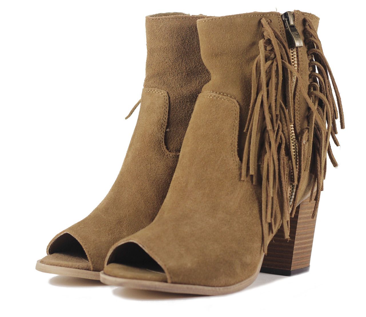 MIA for Women: Coty Natural Suede Peep Toe Boots Y327 NAT - Shiekh