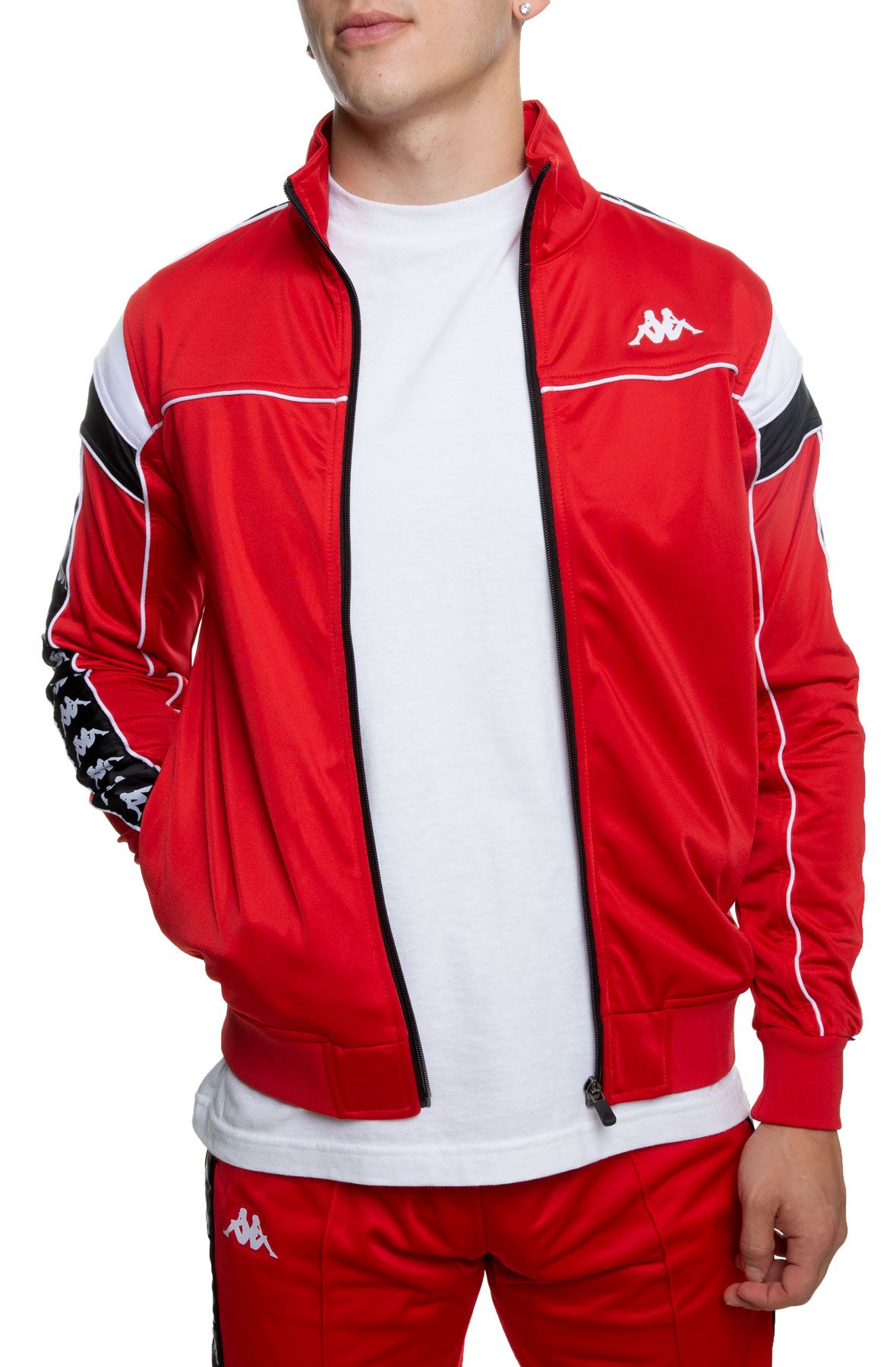 White and 2025 red kappa jacket