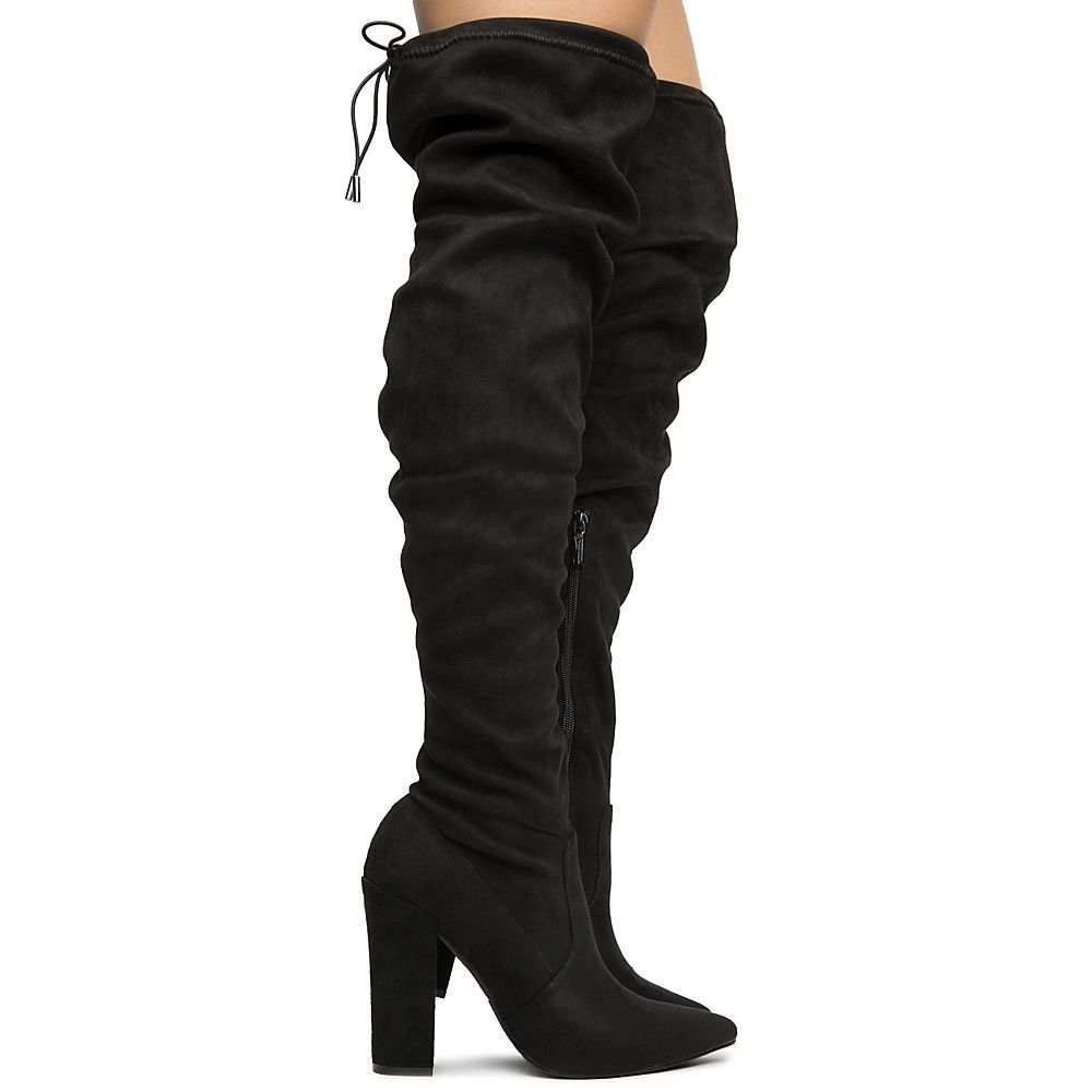 black over the knee boots 3 inch heel