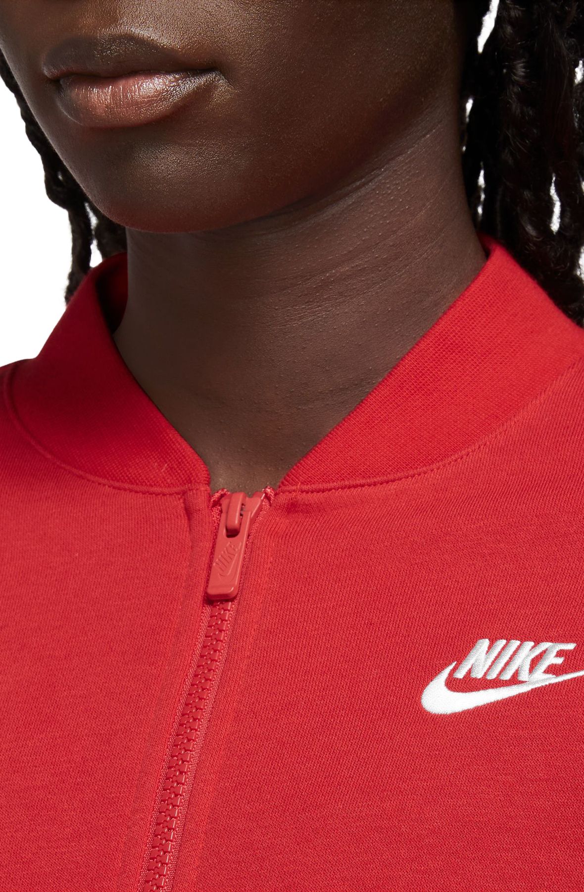 Nike mini swoosh oversized discount cropped red zip through hoodie