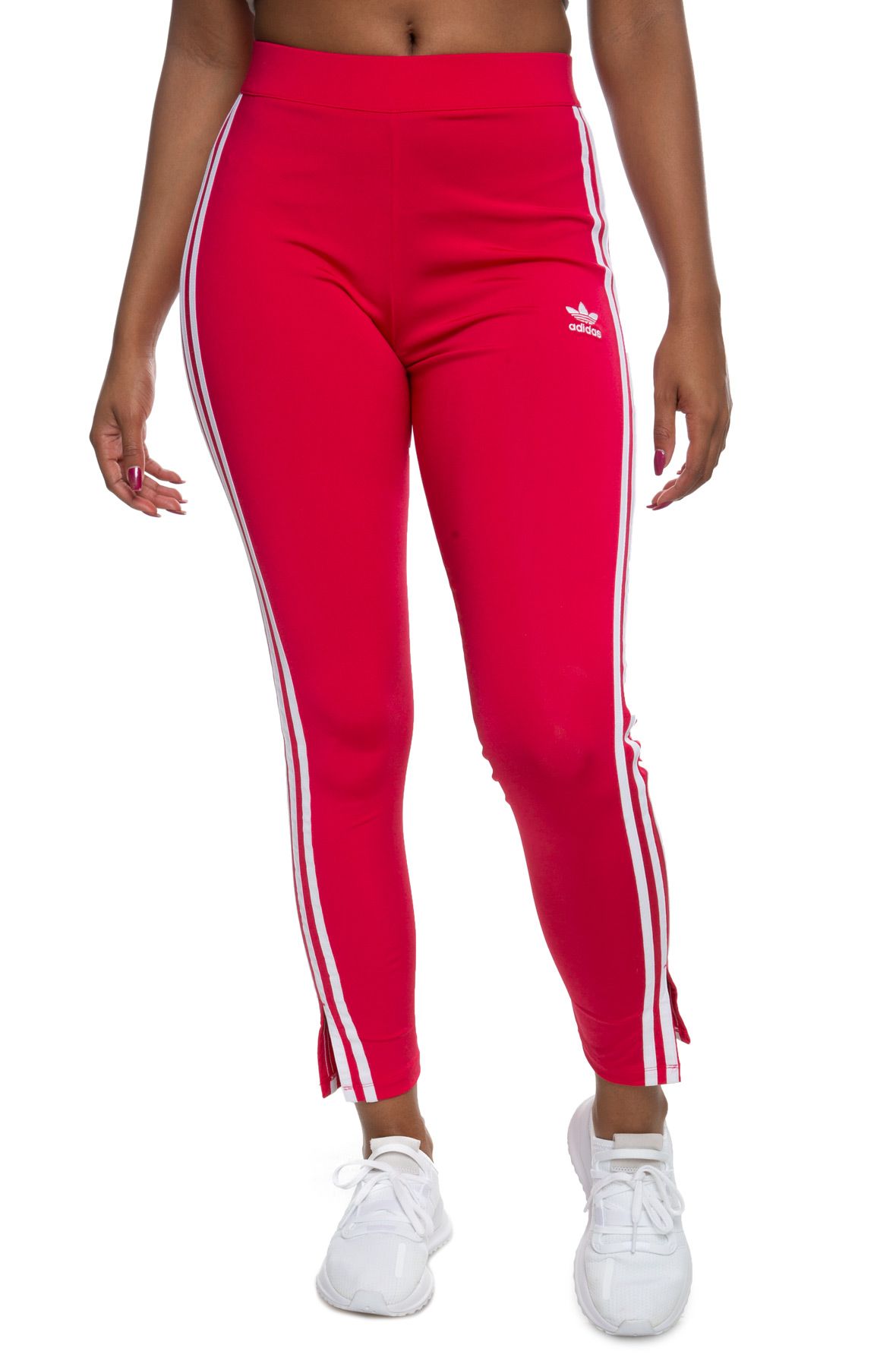red and pink adidas leggings
