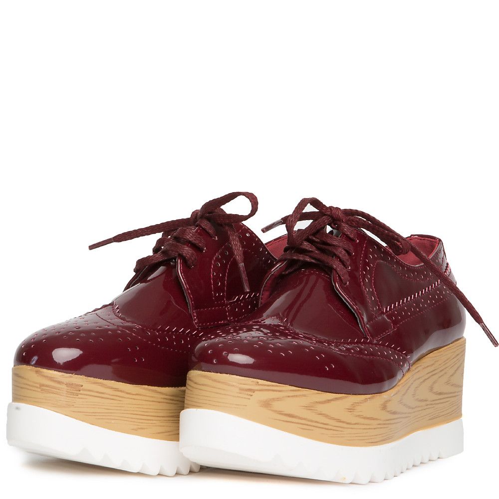 UNKNOWN Mena-01 Platform Lace-Up Dress Shoe MENA-01/BURGUNDY - Shiekh