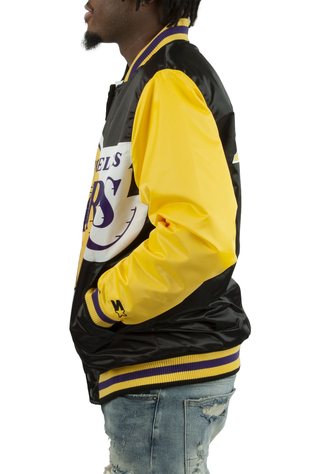 Los Angeles Lakers Jacket, Satin - All White, M/L Supreme