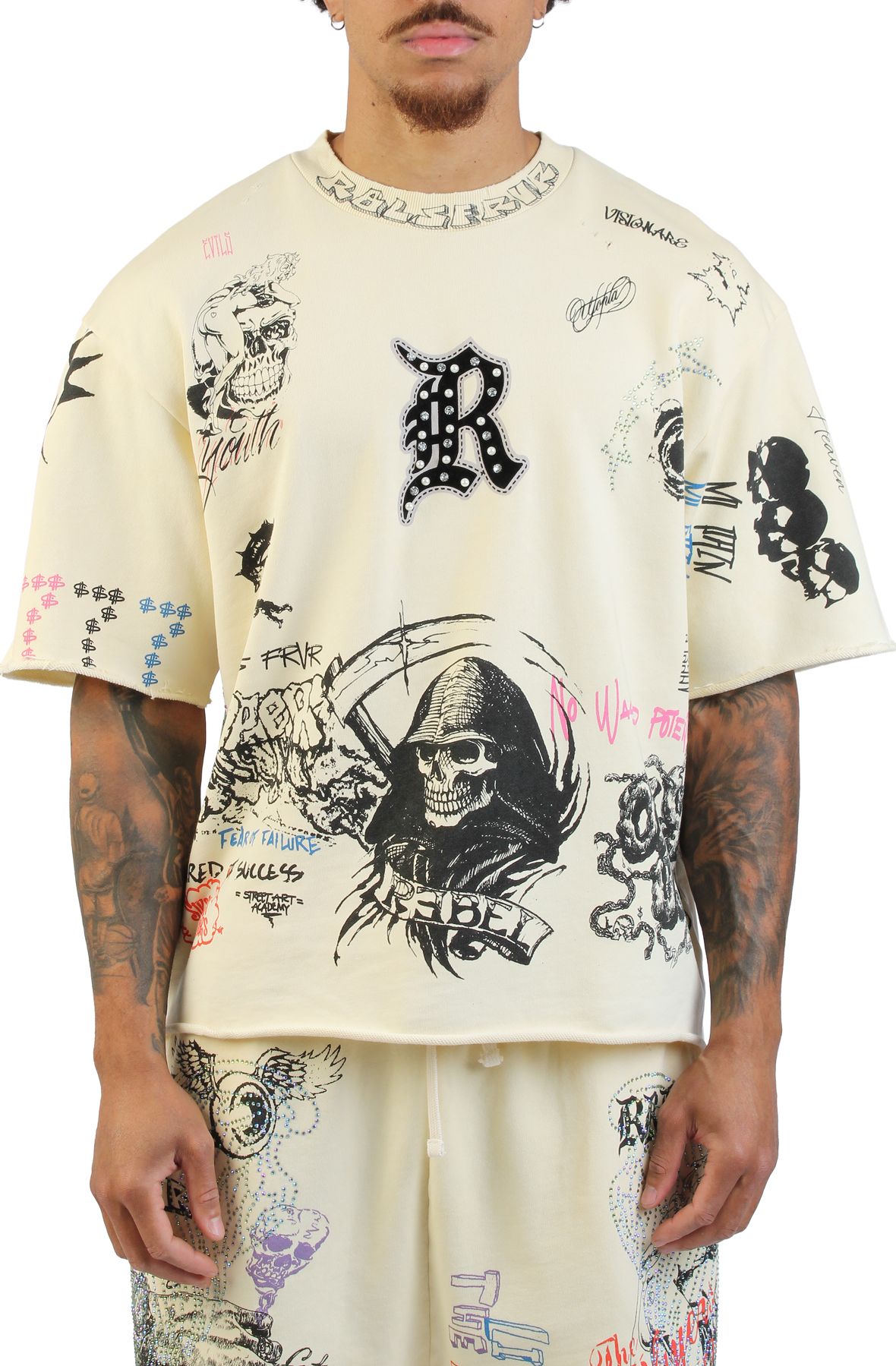 REBEL MINDS Culture T-Shirt 610-31101CRM - Shiekh