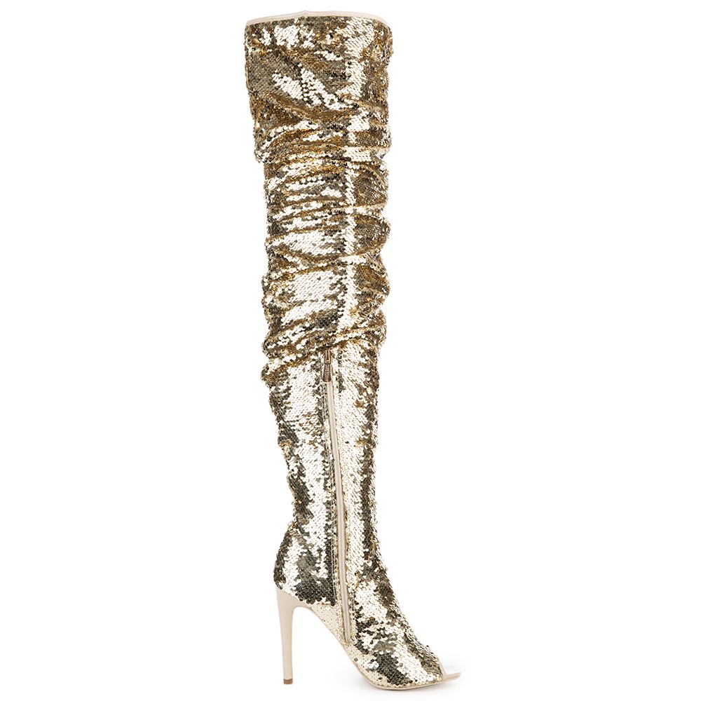 CAPE ROBBIN Julia-1 High Heel Boots JULIA-1/GOLD - Shiekh