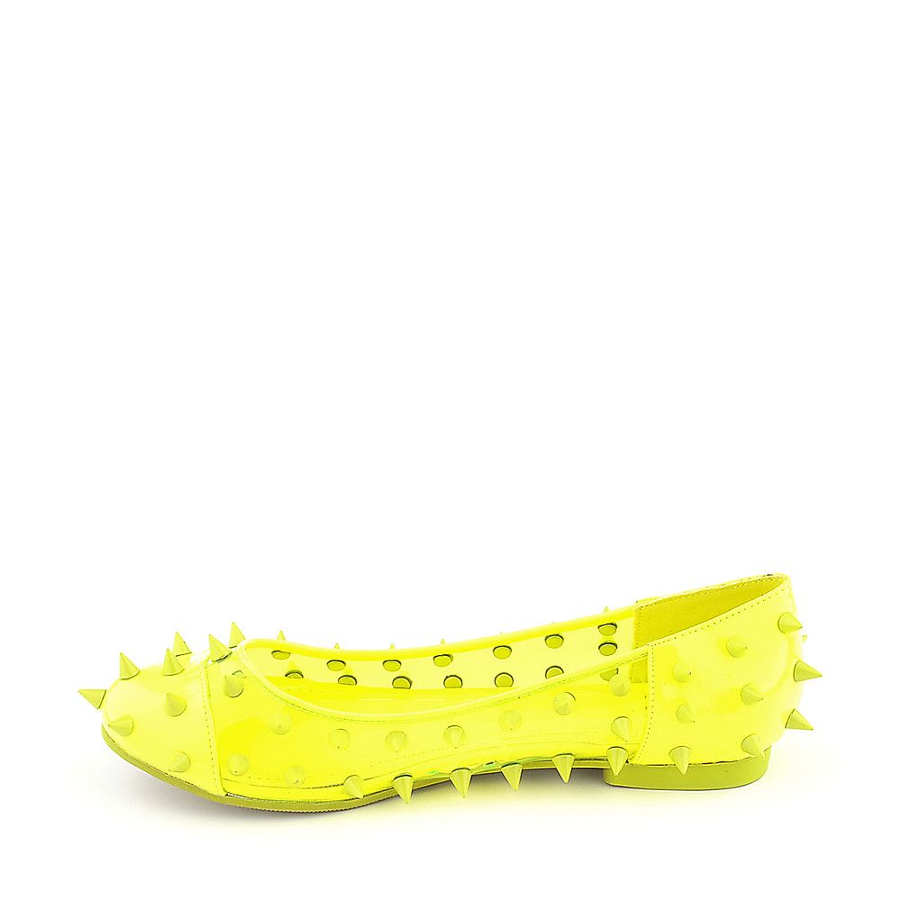 yellow spiked loafers