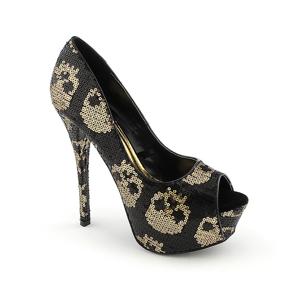 black high heels with gold studs