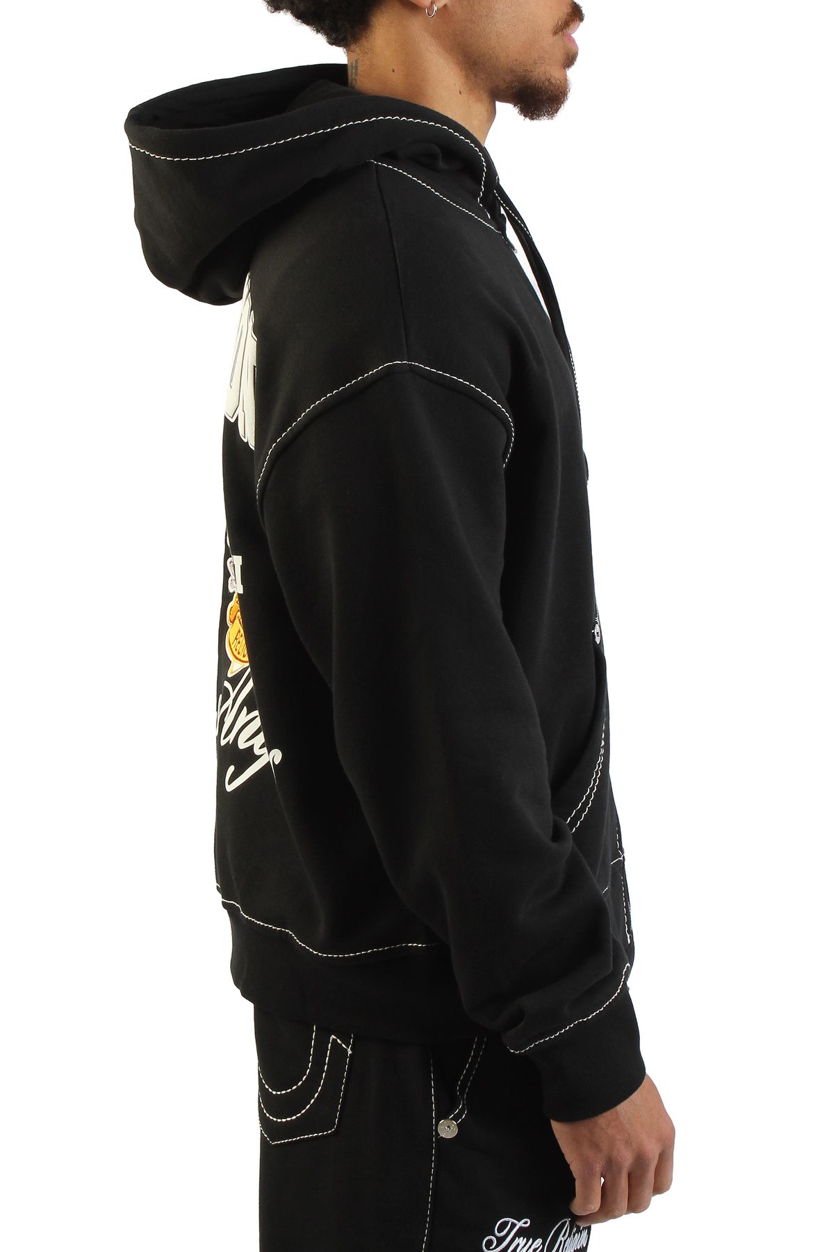 TRUE RELIGION Logo Crest Big T Boxy Zip-Up Hoodie 110150-1001 - Shiekh