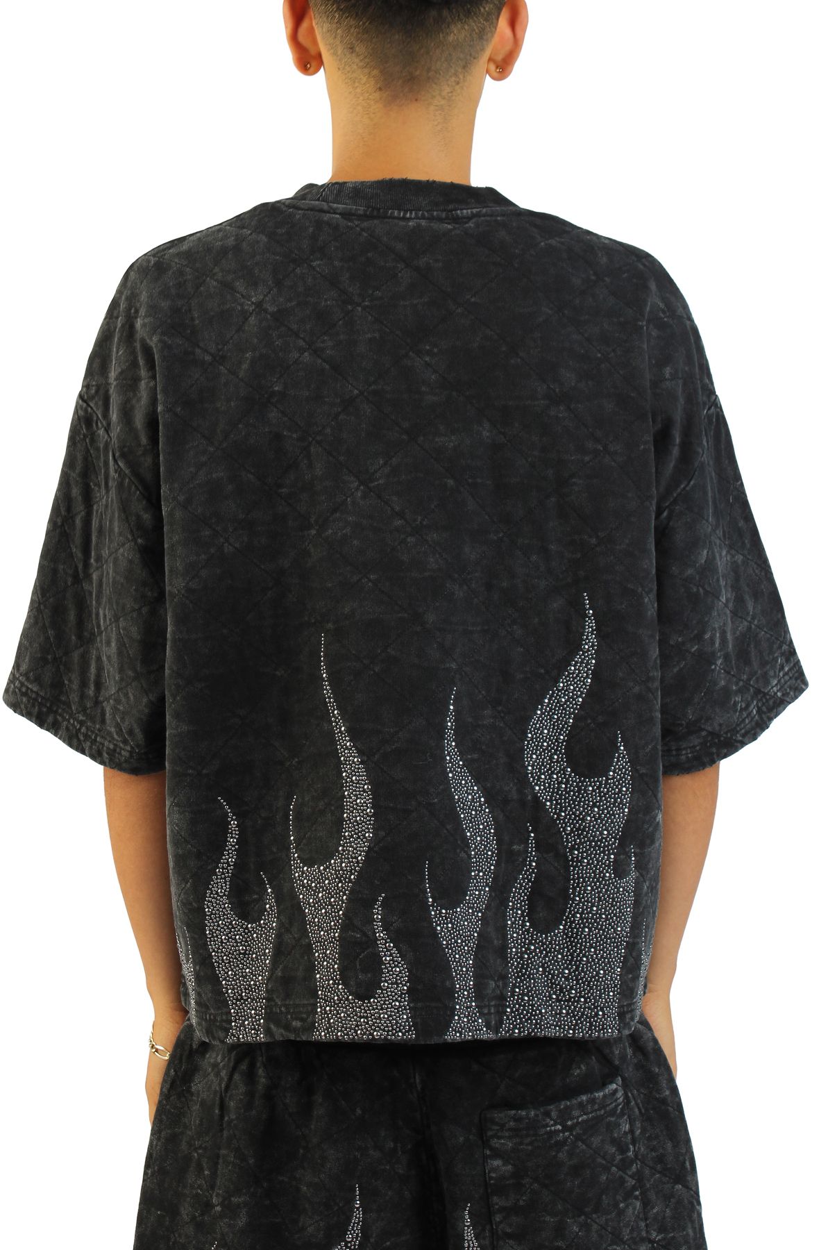 RARE PEACE Flame Grid T-Shirt RT5048-BLK - Shiekh