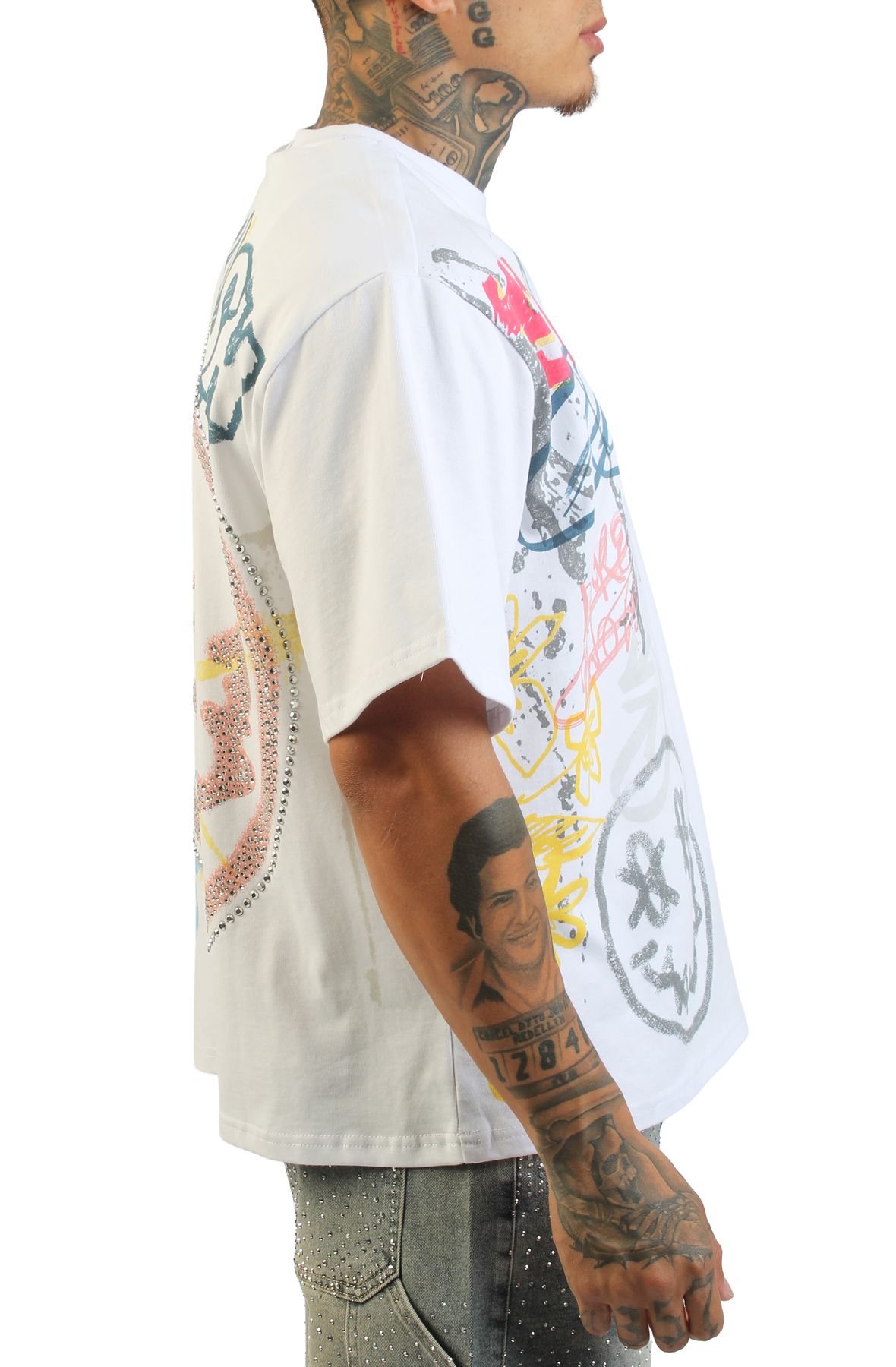 SMOKE RISE Smiley T-Shirt KT26S425SK-WHT - Shiekh