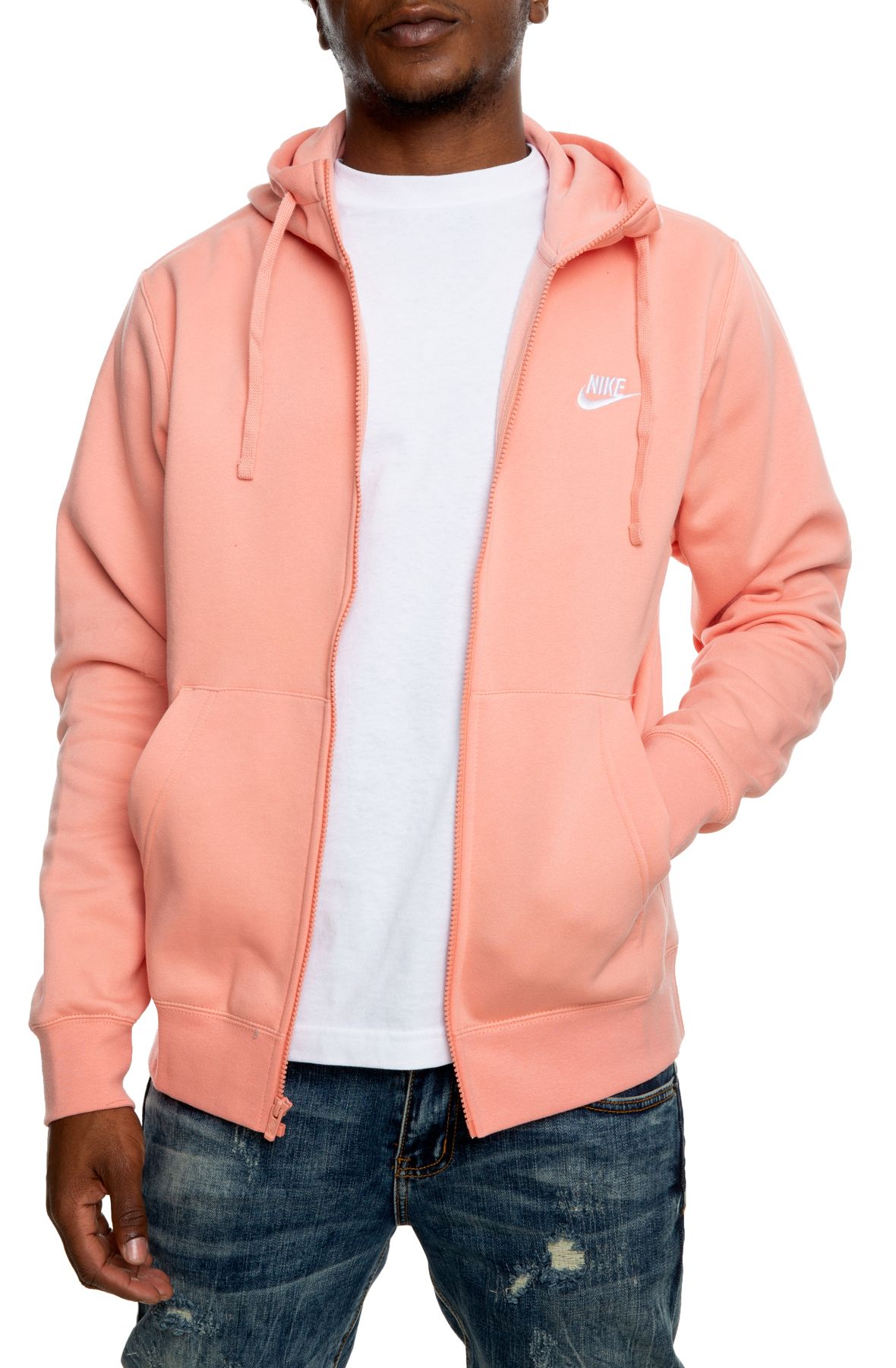 pink nike zip up hoodie