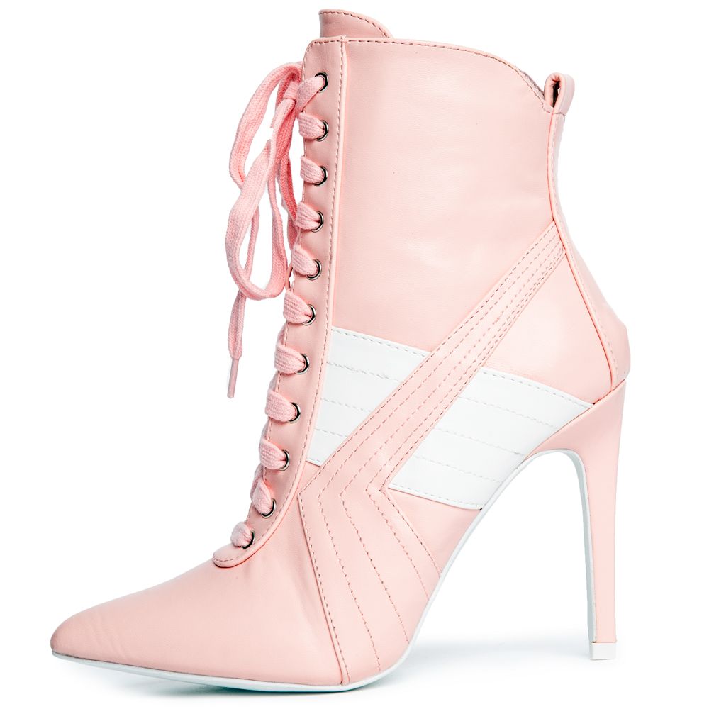 pink high heel booties