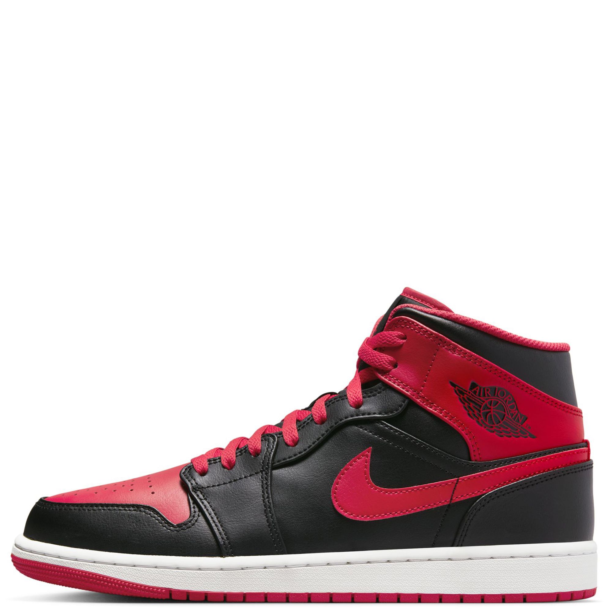  Nike Men's Air Jordan 1 Mid Sneaker, White/Black-red, 9