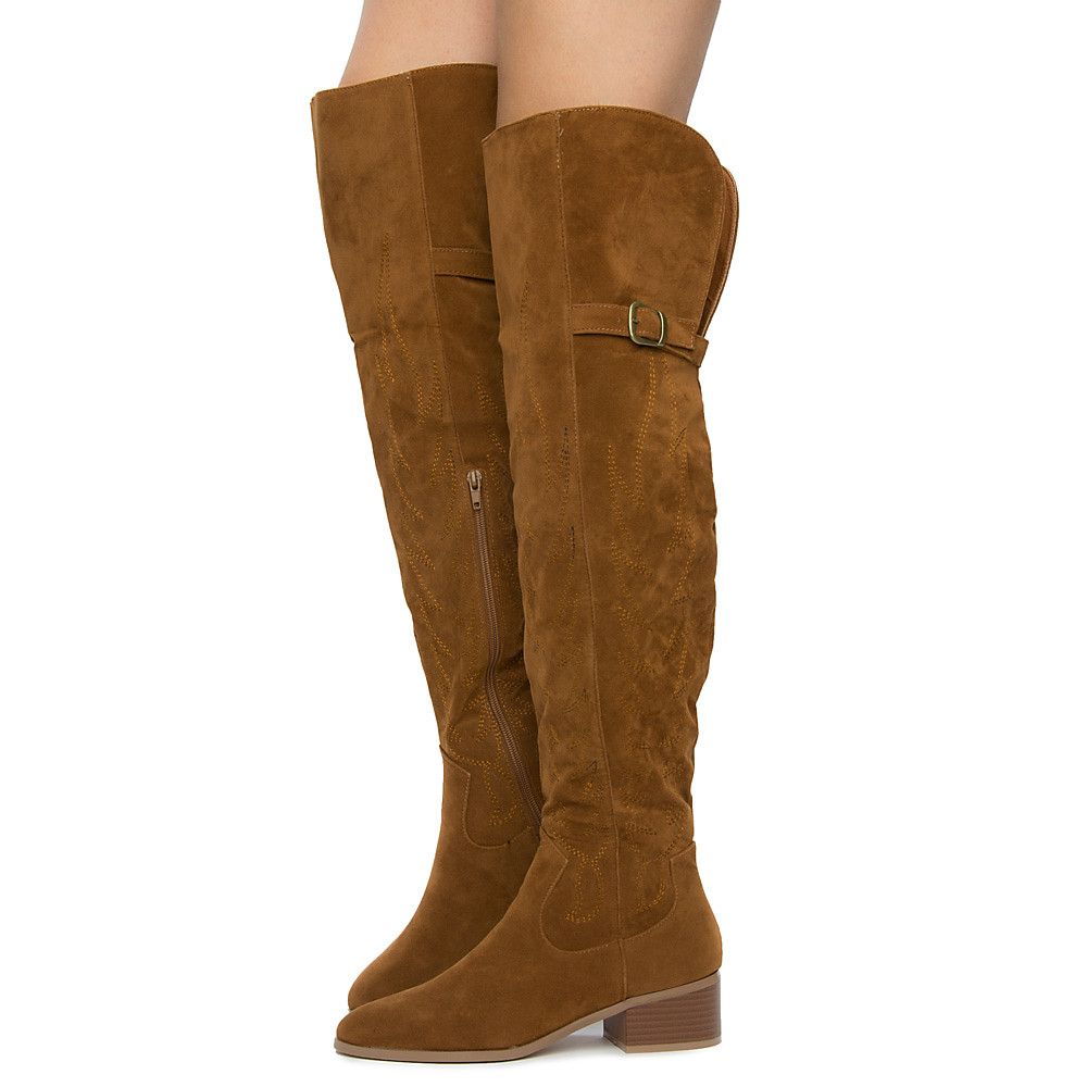 rust thigh high boots