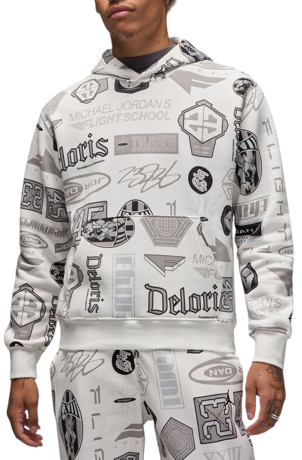 JORDAN Essentials Printed Fleece Pullover Hoodie HM7254 133 - Shiekh