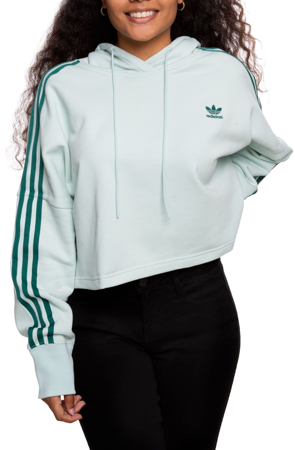 adidas cropped hoodie green
